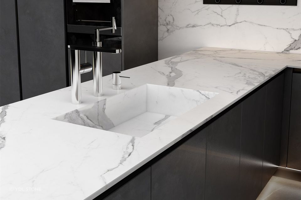 A beautiful example of a porcelain benchtop and sink by YDL Stone.