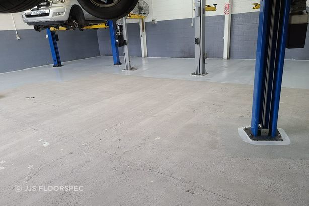 After: Floor prep grinding and filling of cracks done and ready for nonslip paint to be applied.