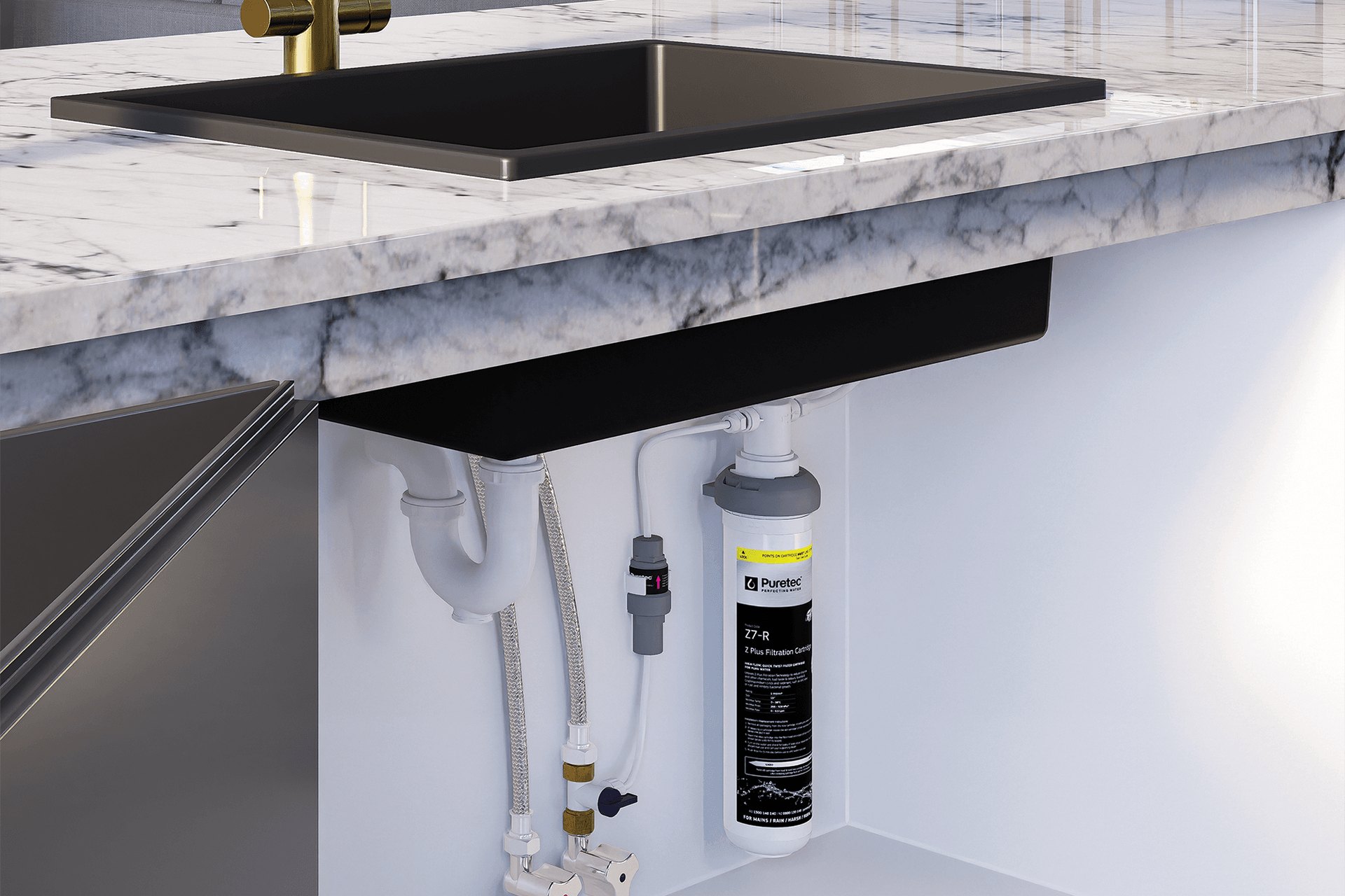 POE water filters like the PUREMIX-Z7 Undersink Filter instantly filters your tap water for a refreshing glass every time.