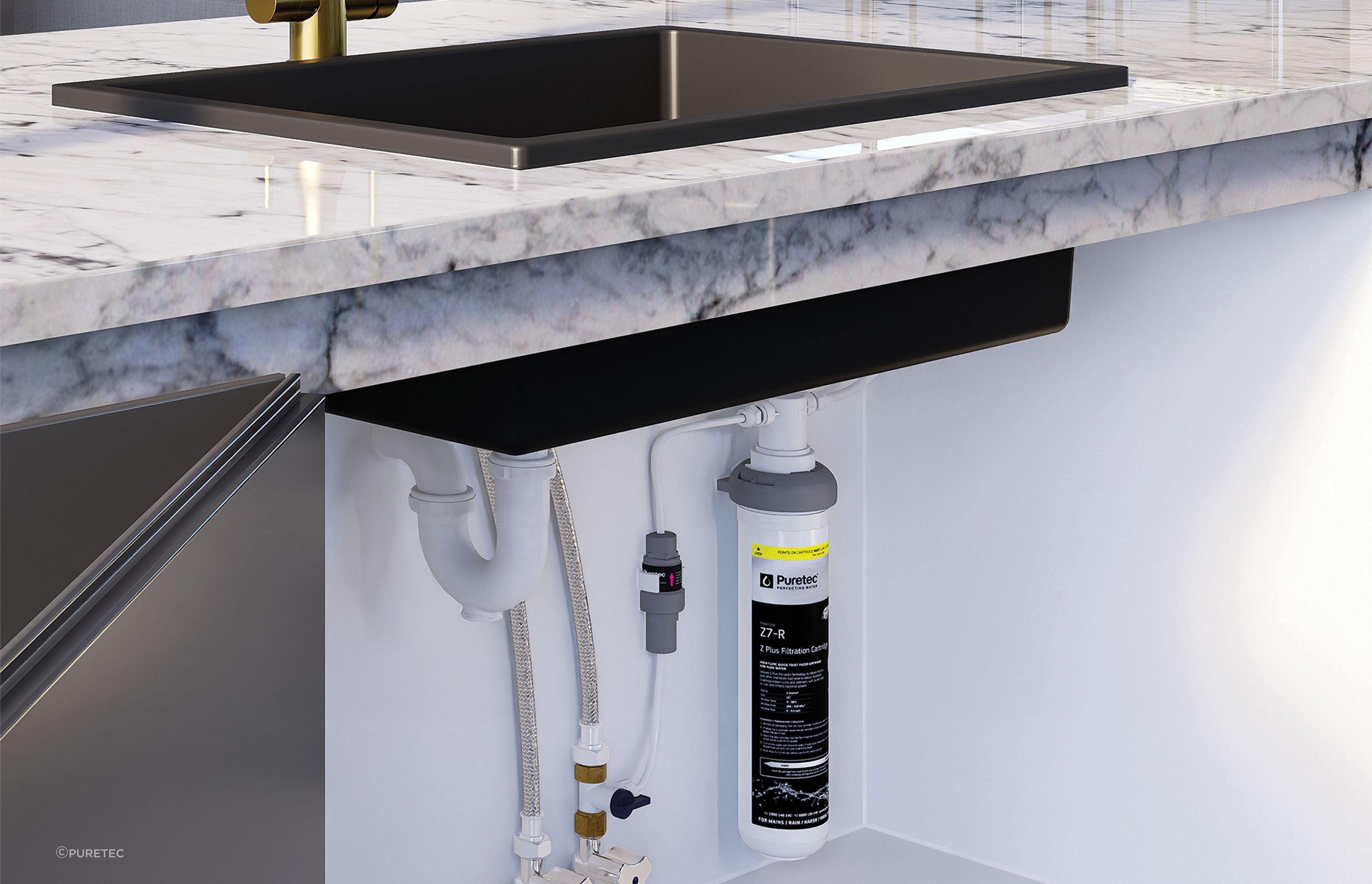 POE water filters like the PUREMIX-Z7 Undersink Filter instantly filters your tap water for a refreshing glass every time.