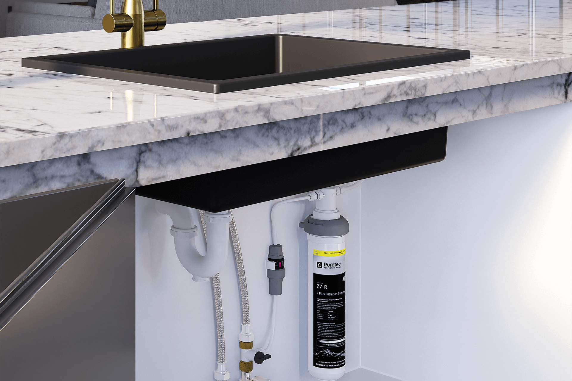 The Puremix-Z7 Undersink Filter removes bad taste, odour, chlorine and other chemicals leaving healthy, great-tasting, safe and pure water.