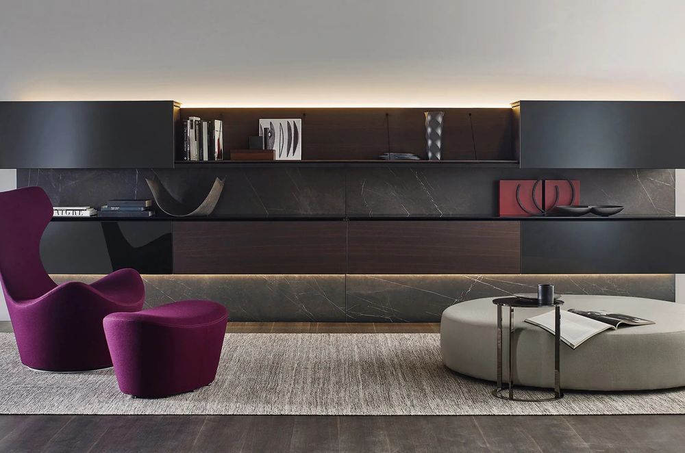 Clutter-free spaces for class, especially with exquisite solutions like the Pab Storage by B&B Italia.