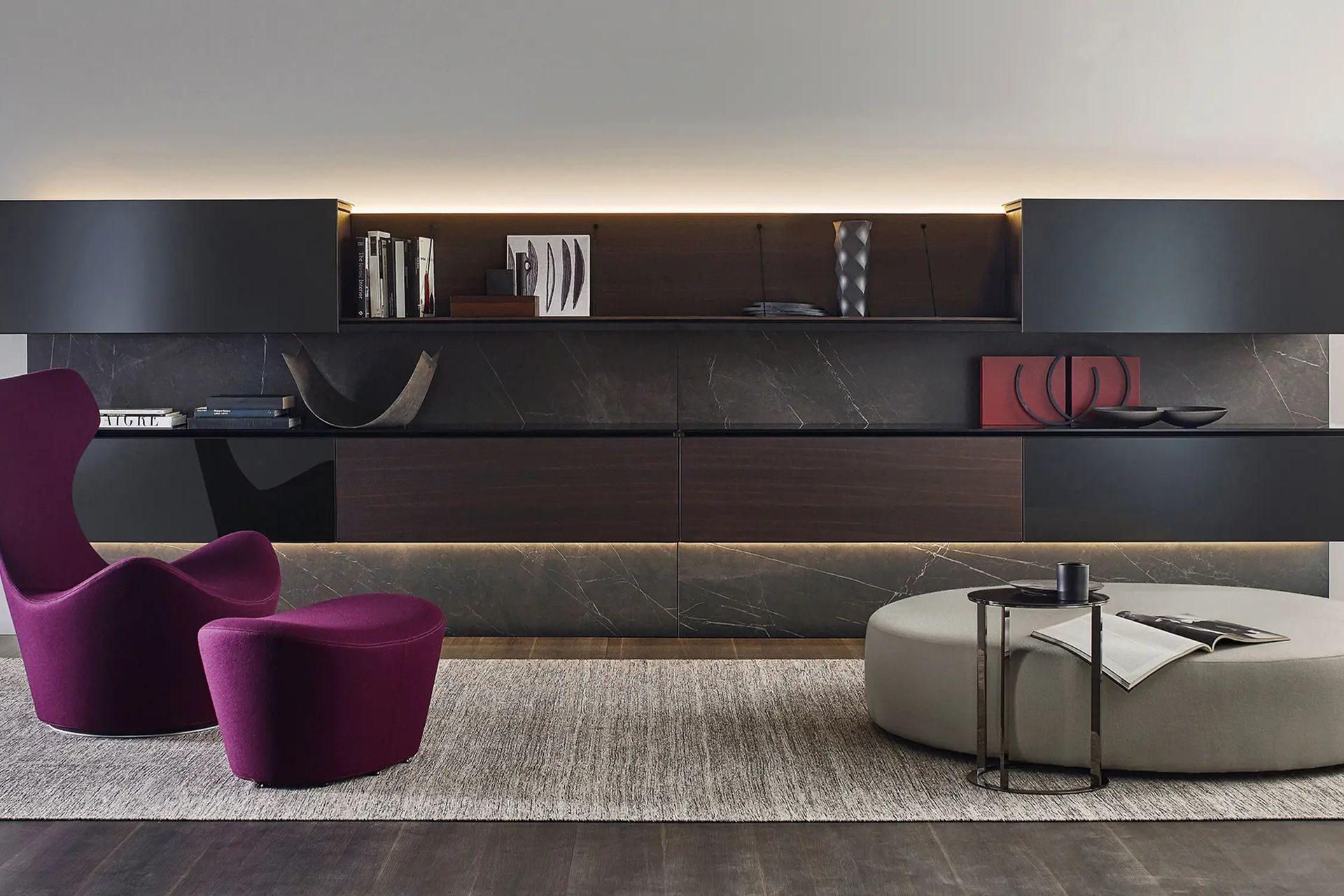 Clutter-free spaces for class, especially with exquisite solutions like the Pab Storage by B&B Italia.