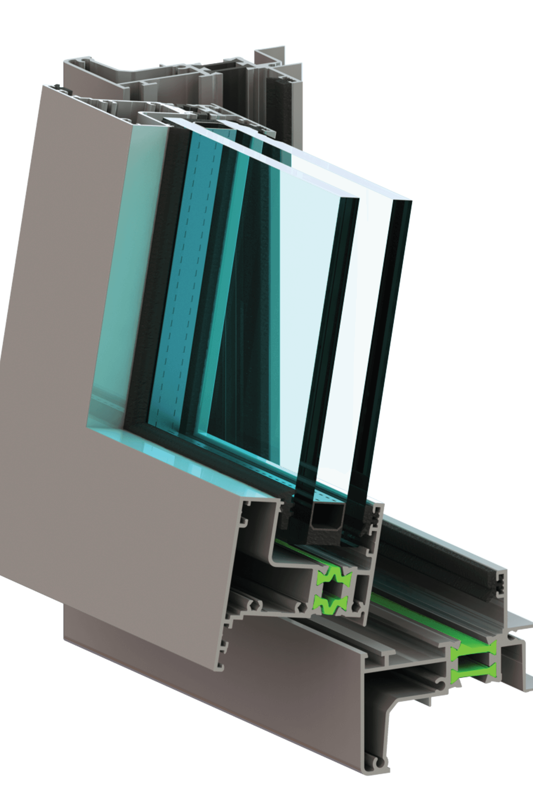 A cross-section of the Pacific52 thermally broken window.