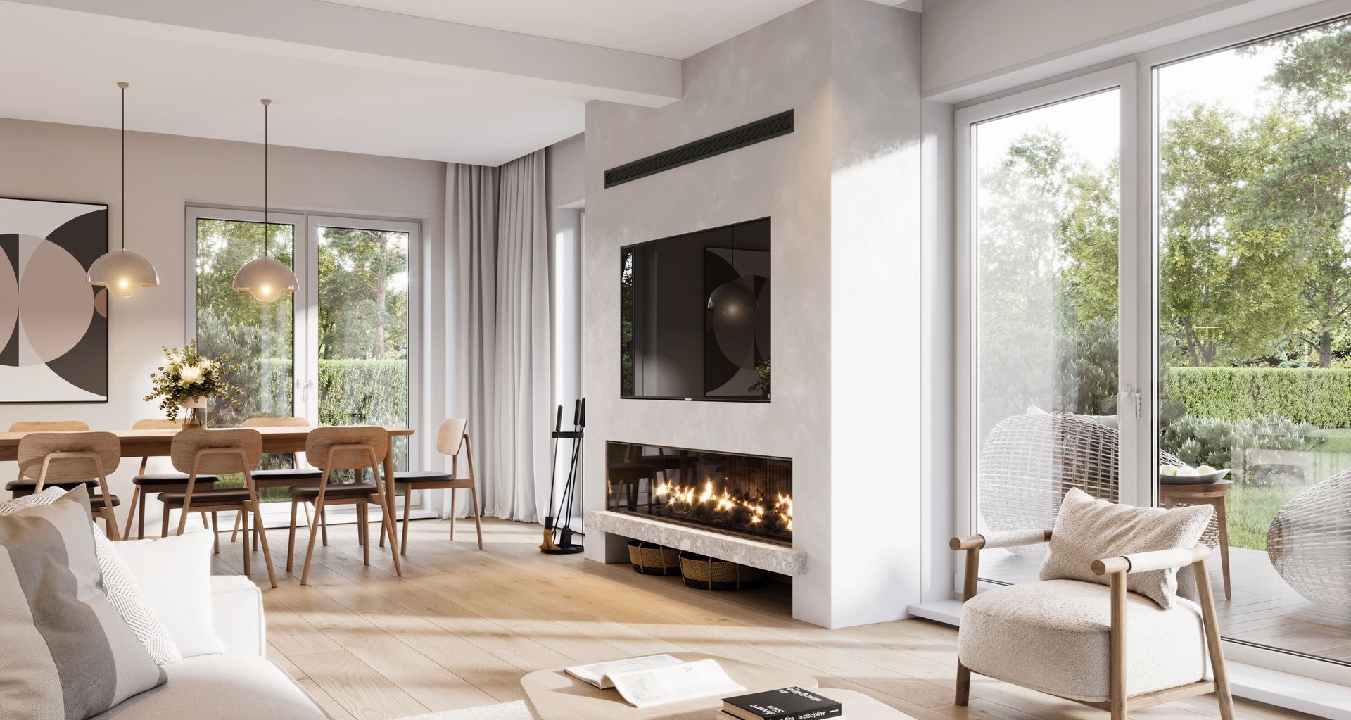 This living space features the Holyoake Supply Diffuser supplied by Solutionair.