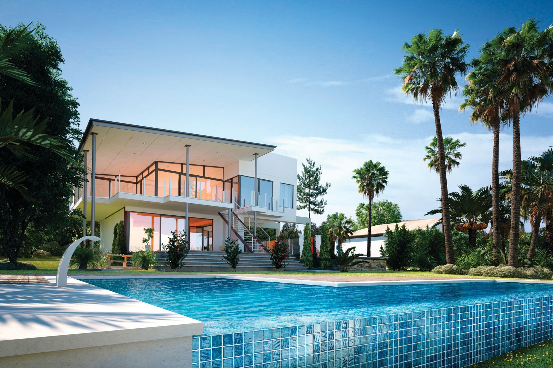 Options like the sublime Penta Arrecife Blue Glass Mosaic tile looks amazing in a swimming pool setting.