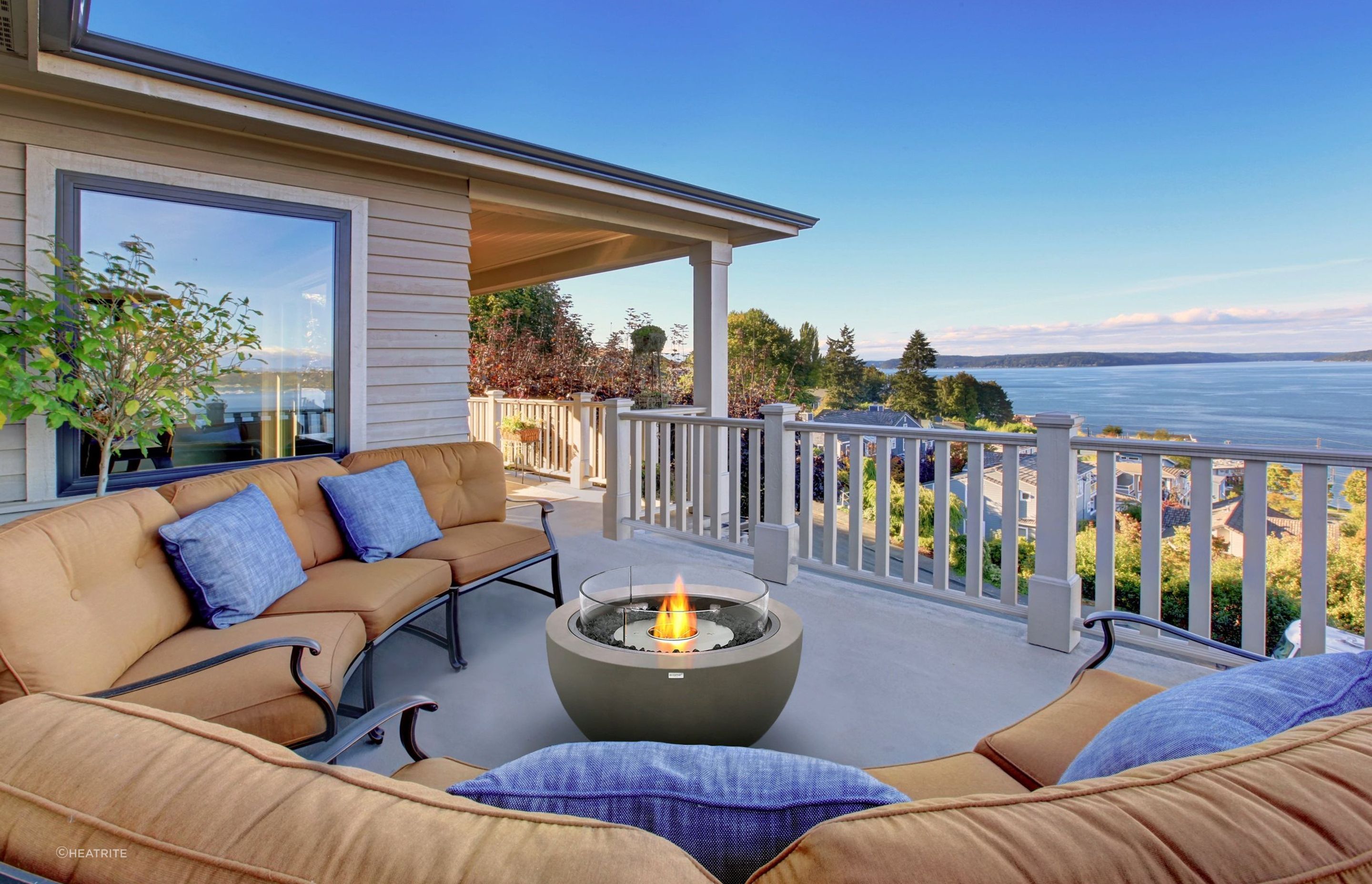 Your fire pit can help you make the most of an exquisite view, seen here with the Pod 30 Fire Pit.