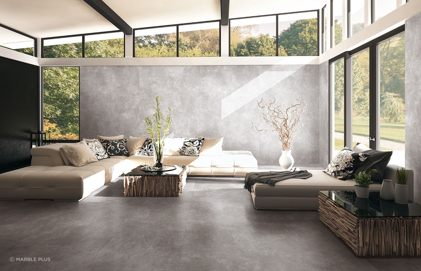 These stunning decorative wall panels offer a unique cladding solution that have a dramatic effect on a space. Featured product: Loft Ash Grey Porcelain Slab