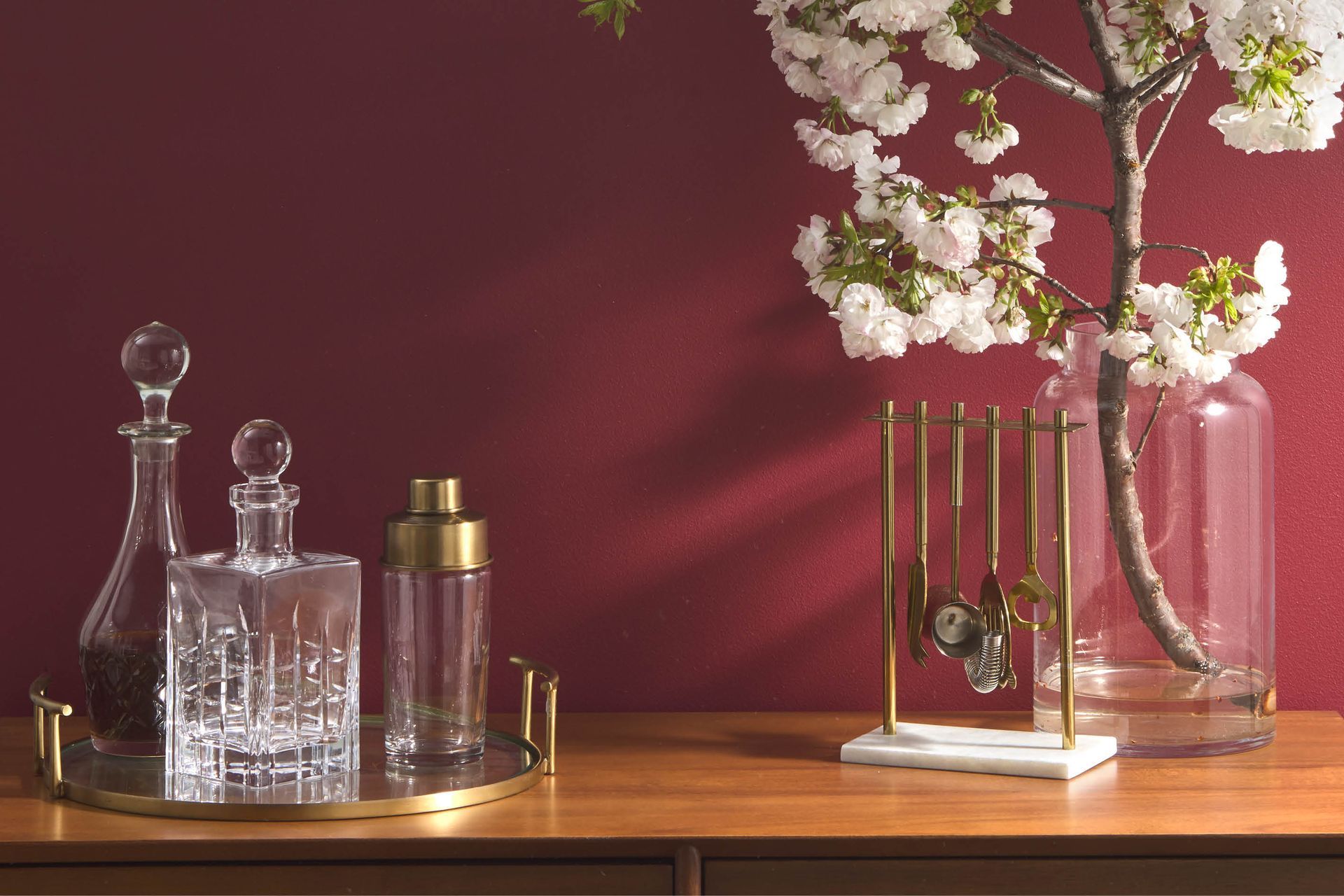 The deep red richness of Dragon's Eye from Porter's Paints is bold and dramatic.
