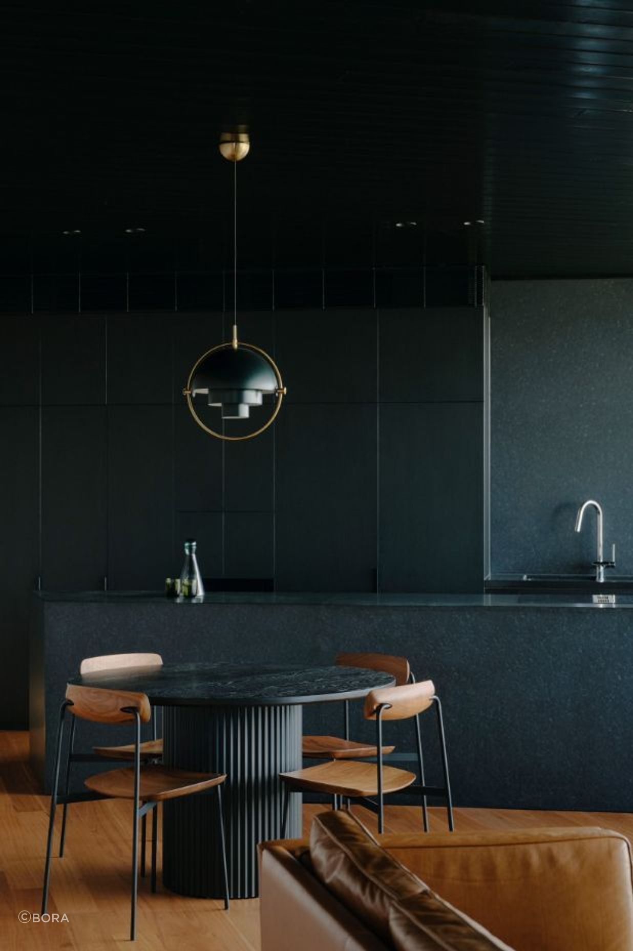 The Bora Pure Combined Cooktop and Extractor helps achieve Horizon House's chic, streamlined and minimalistic kitchen design.