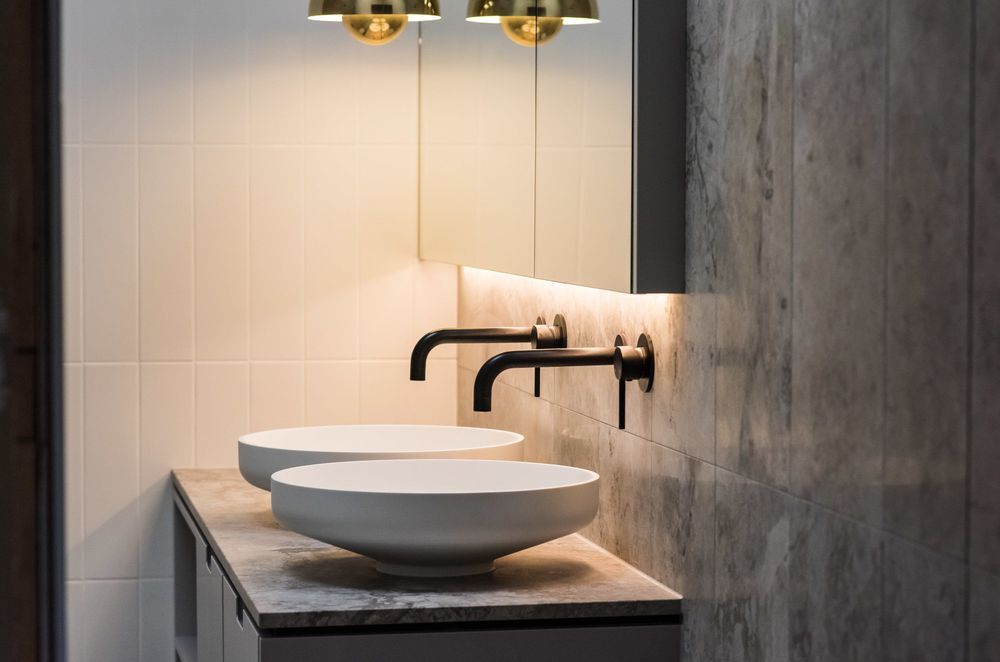 Distinctive appeal and less visible water marks — great reasons to go for an option like these Round Wall Mixer Taps in Matte Black.