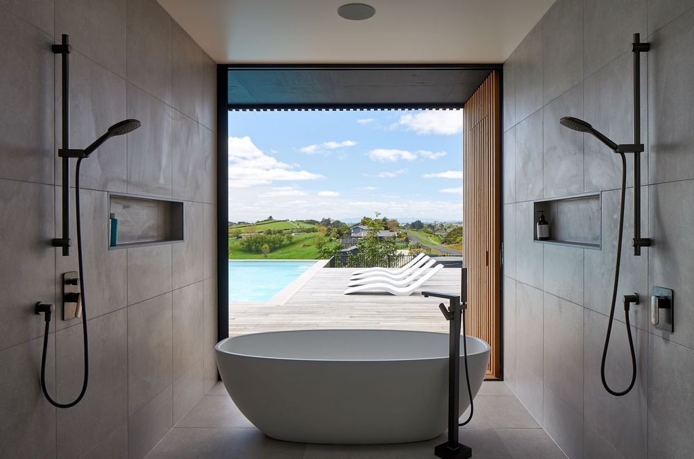 The showers help frame the beautiful view at the S&P House on the outskirts of Hamilton — Photography: Simon Wilson