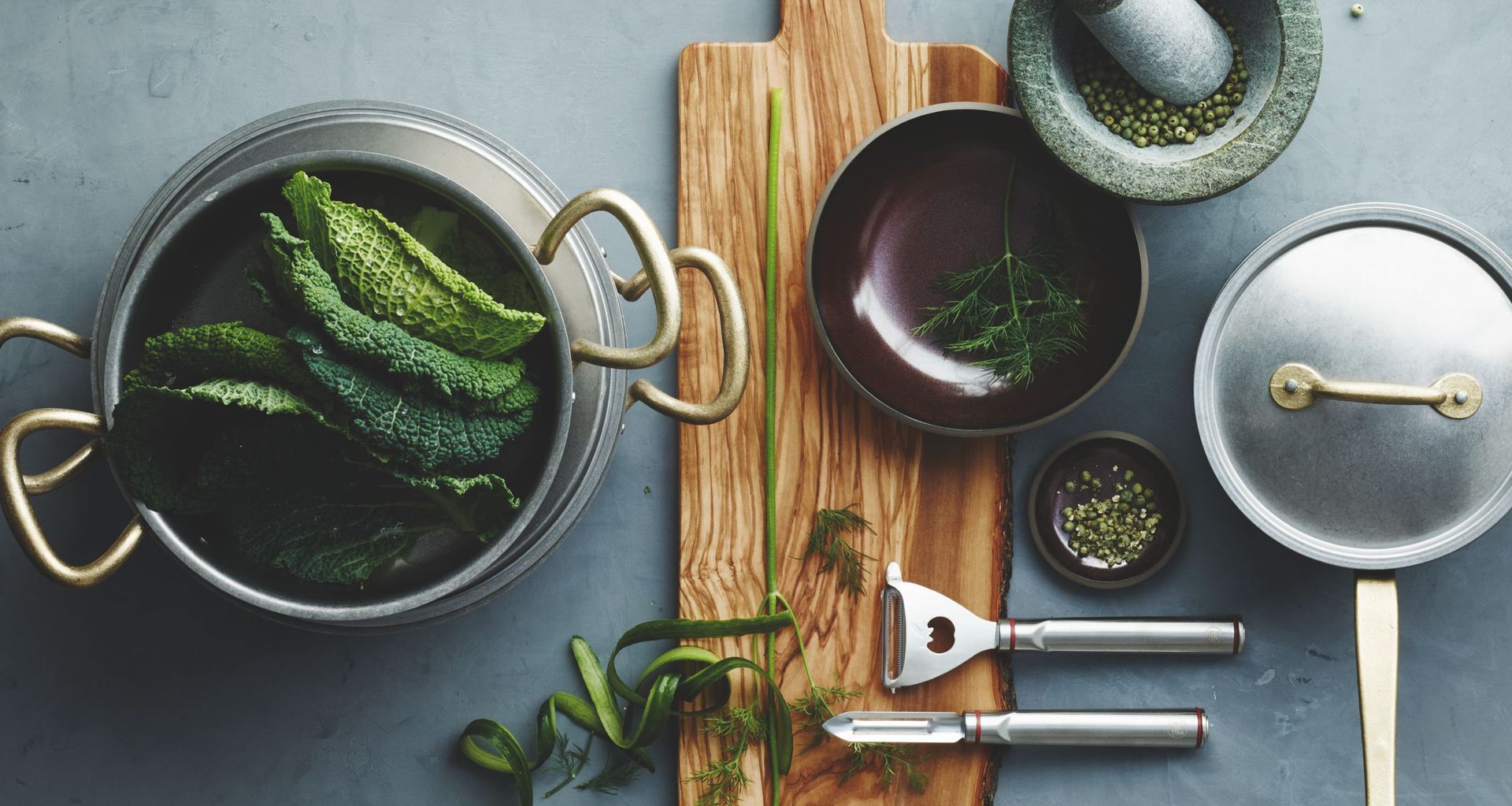 A fine collection of Sambonet cutlery, serveware and cookware.