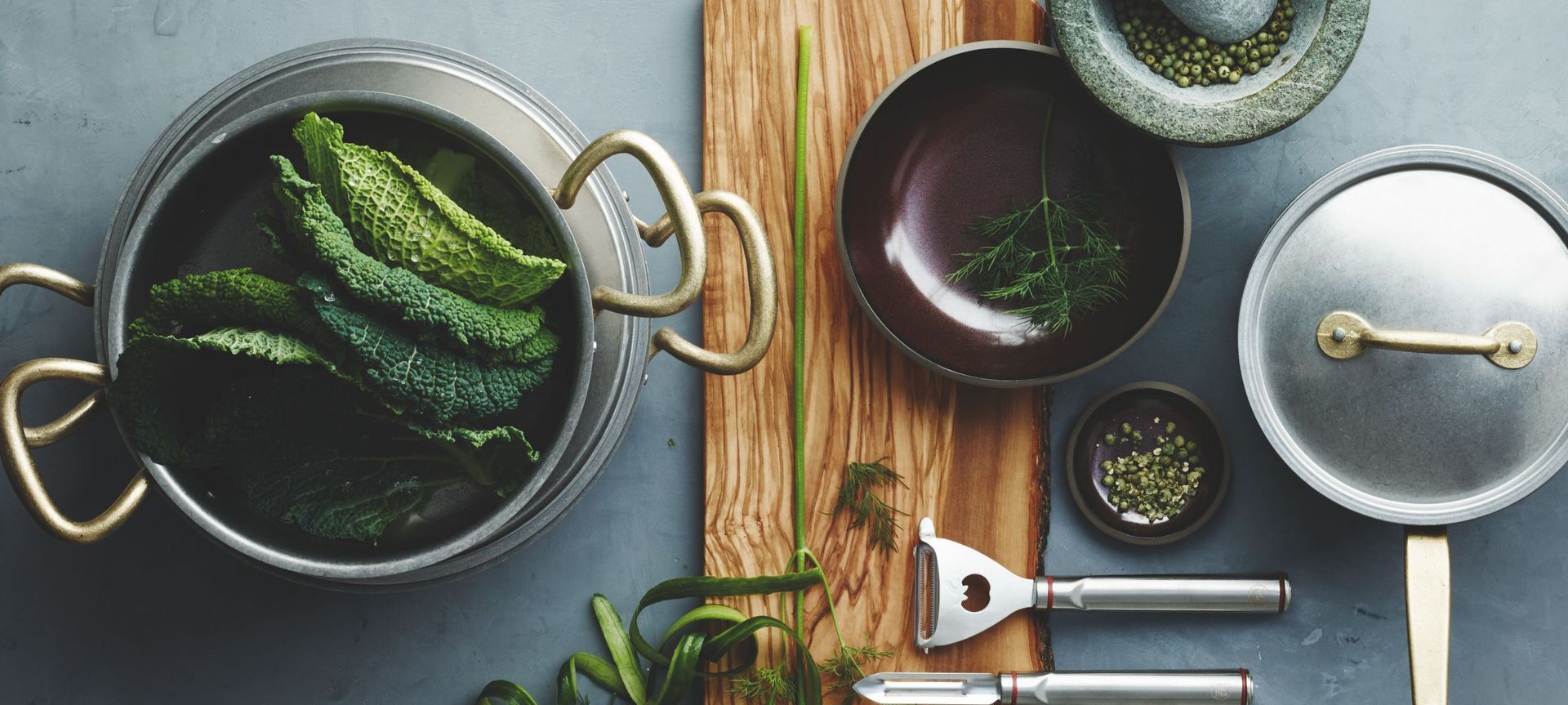 A fine collection of Sambonet cutlery, serveware and cookware.