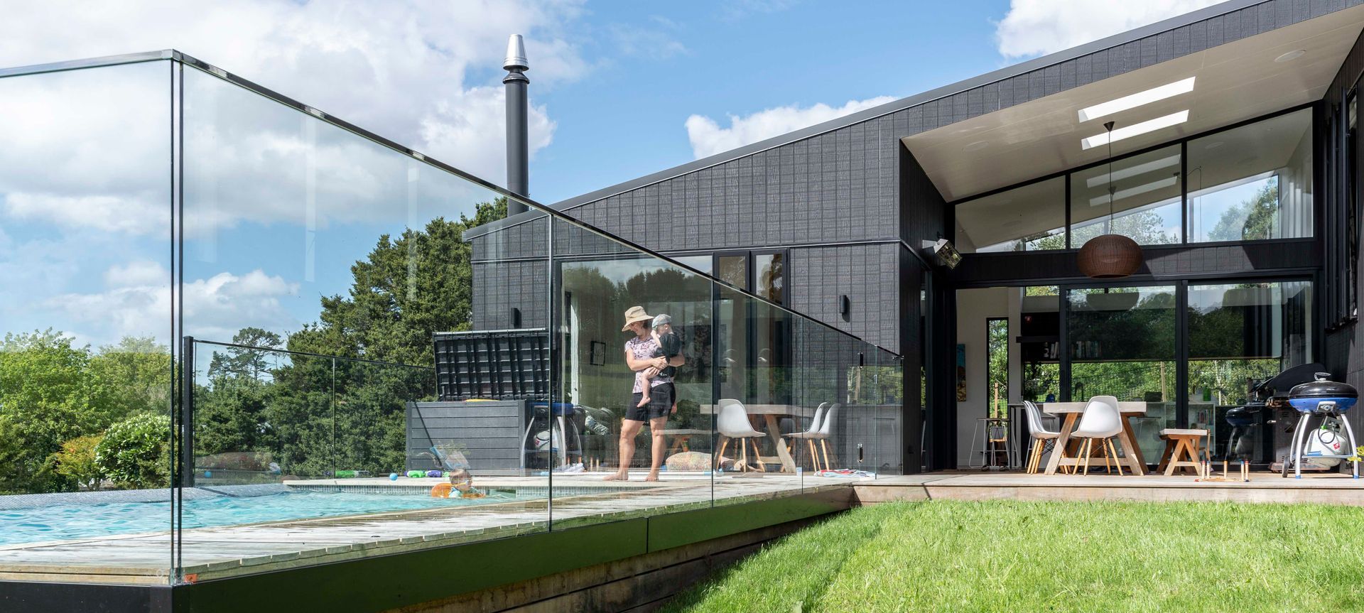 This architectural family home was built by Box for a young family in Pukekohe East.