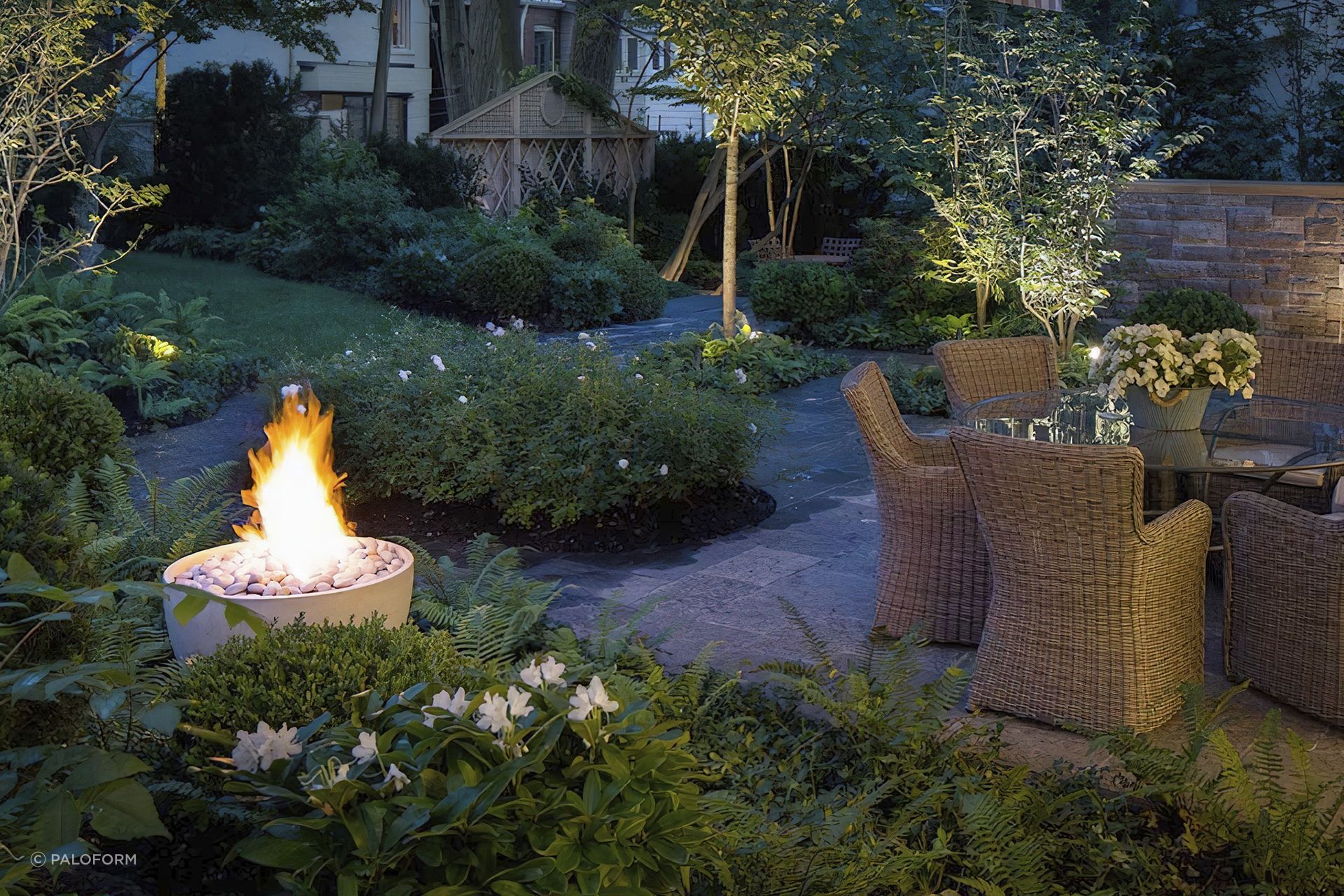 The Soba Concrete Firebowl makes a great garden feature illustrating how effective it can be as a potential fire pit idea.