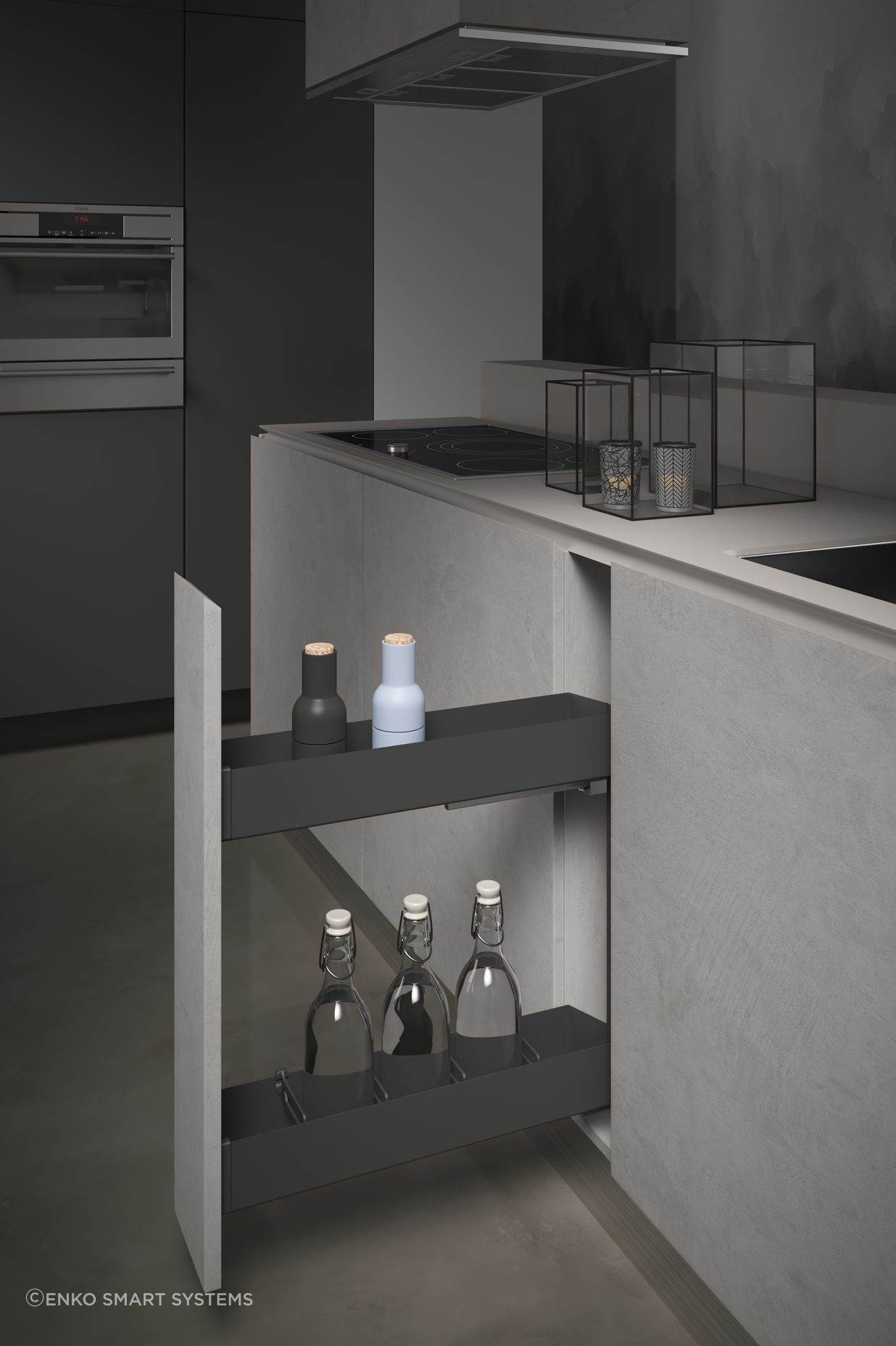 Keep seasonings on hand with a slim, vertical storage solution next to your cooking surface.