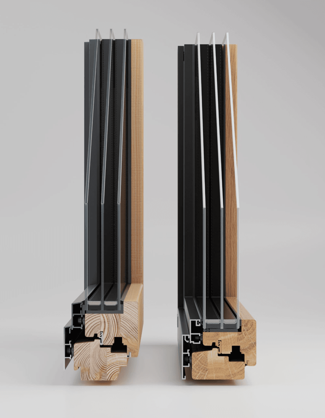 The use of triple-glazed, high-performance windows and insulated doors limits heat loss in winter while keeping the home cool in summer.