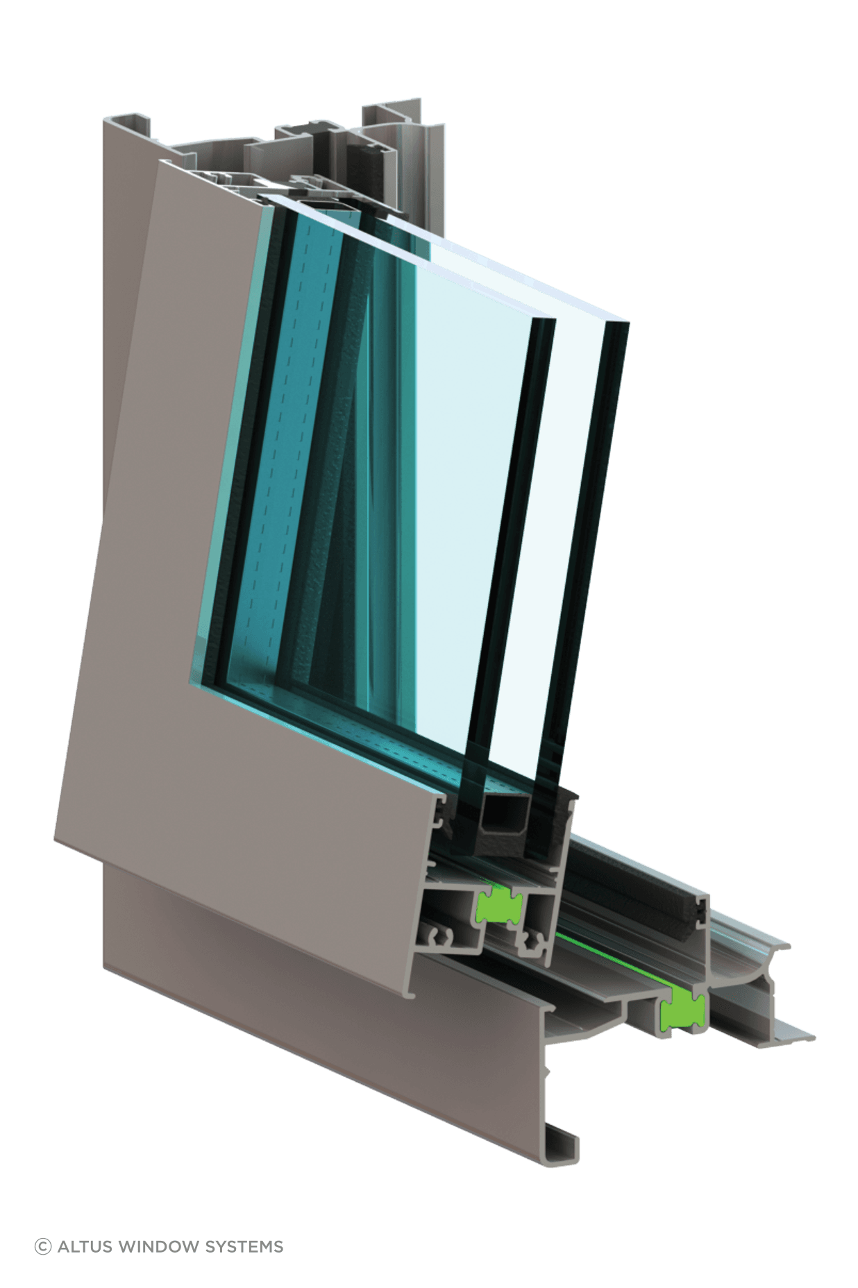 A cross-section of the Southern41 thermally broken window.