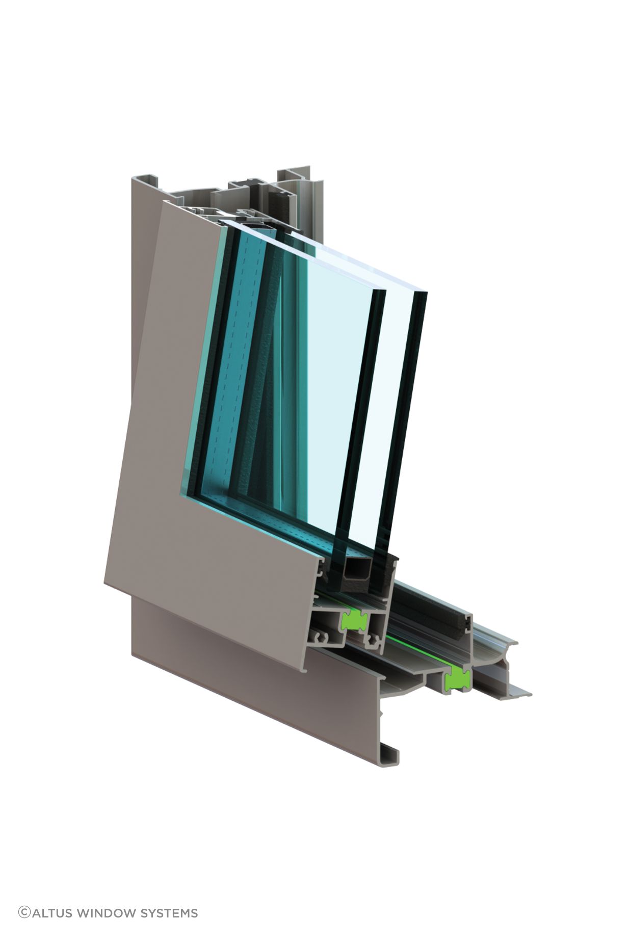 A cross-section of the Southern41 thermally broken window.