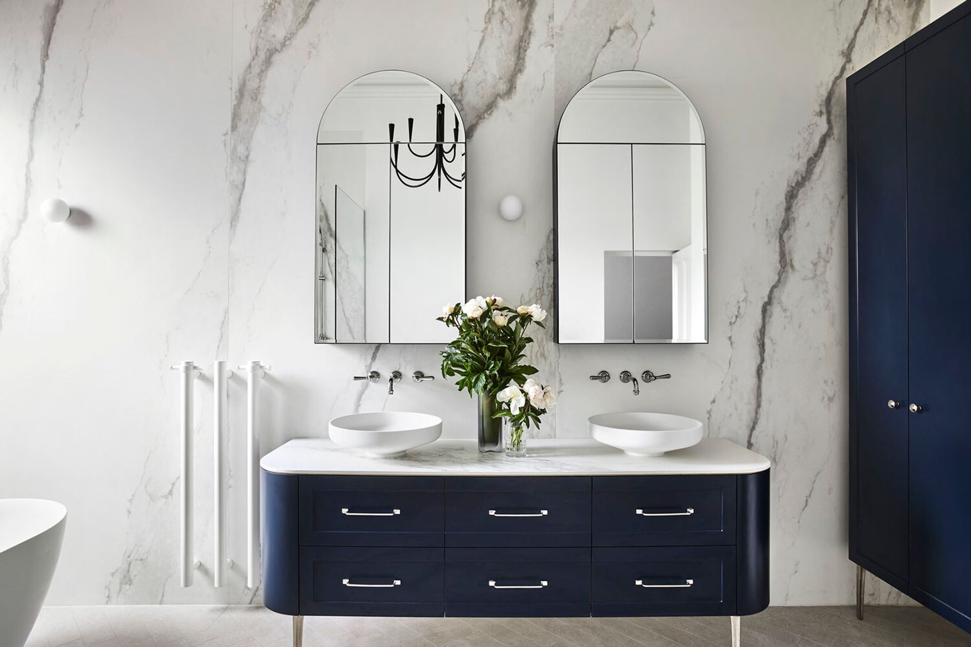 The immaculate bathroom of a stylish renovation in St Kilda West — built by TYKON | Photography: Sharyn Cairns