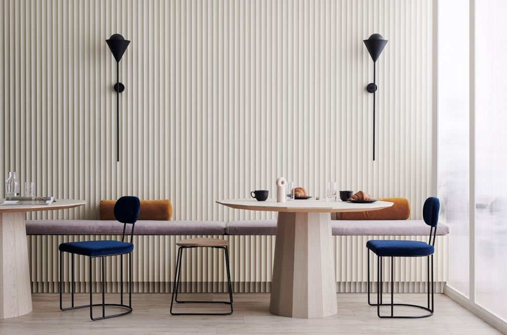 Surround by Laminex™ Scallop 45 Wall Panels give contemporary vibes to residential and commercial spaces.