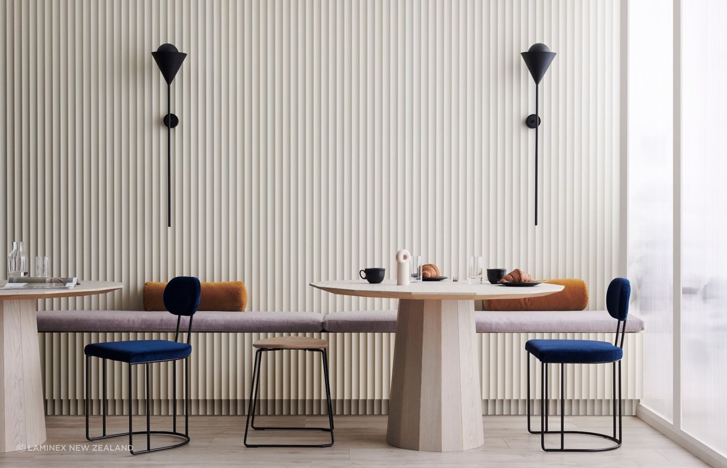 Surround by Laminex™ Scallop 45 Wall Panels give contemporary vibes to residential and commercial spaces.