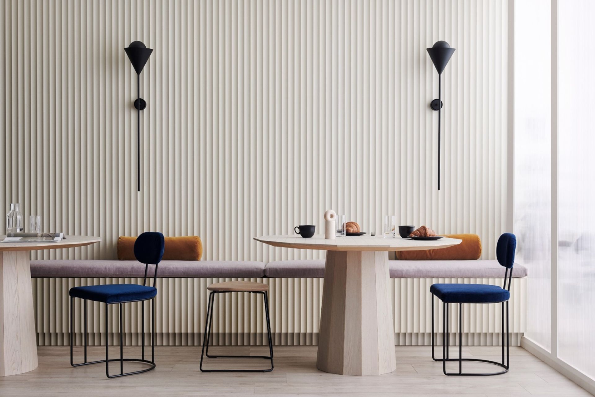 Surround by Laminex™ Scallop 45 Wall Panels give contemporary vibes to residential and commercial spaces.