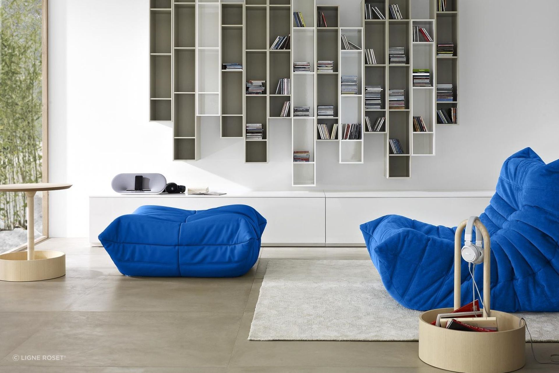 A pop colour and a plush surface, the perfect accent furniture traits showcased with the Togo® Ottoman by Michel Ducaroy.