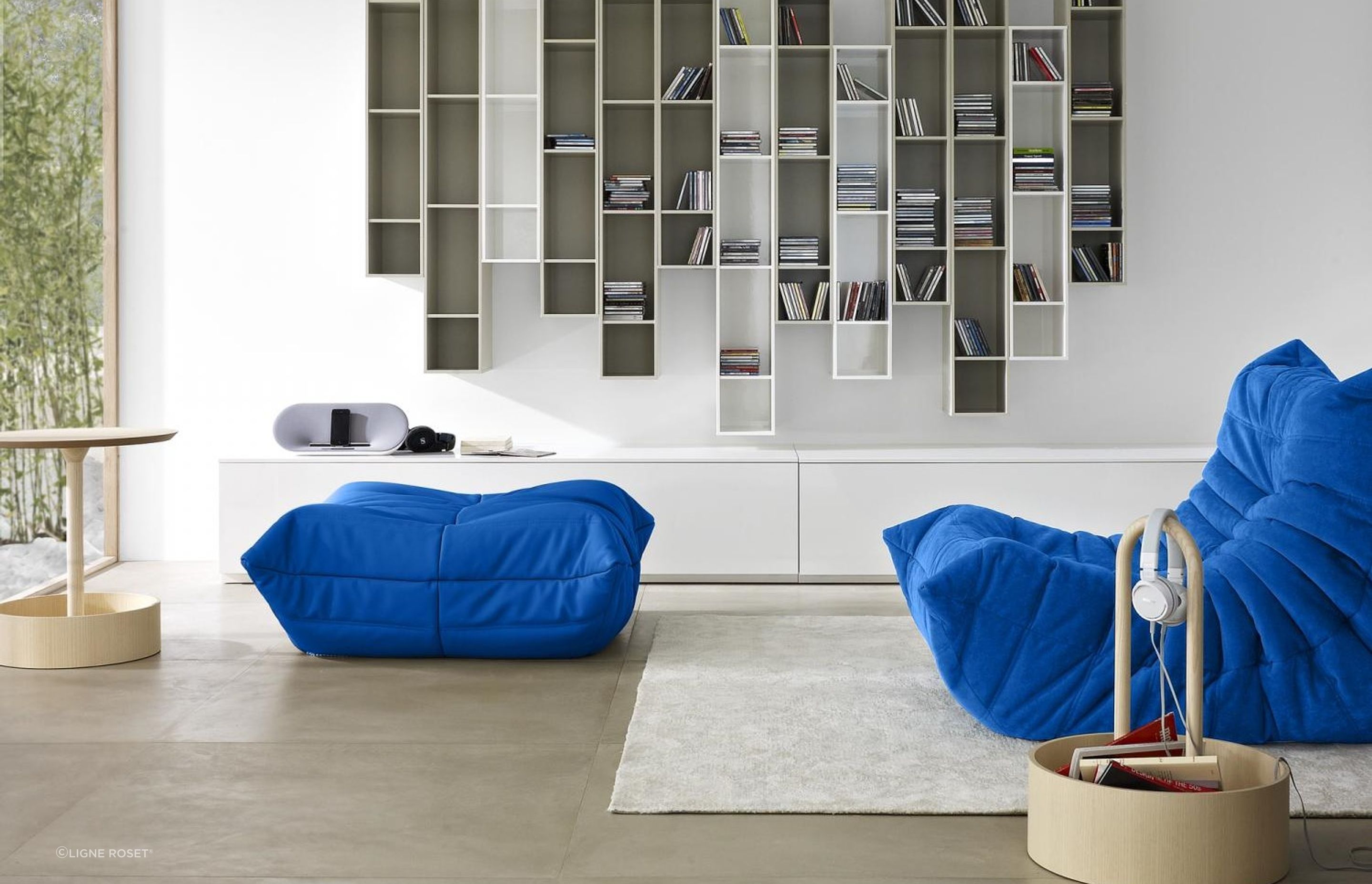 A pop colour and a plush surface, the perfect accent furniture traits showcased with the Togo® Ottoman by Michel Ducaroy.