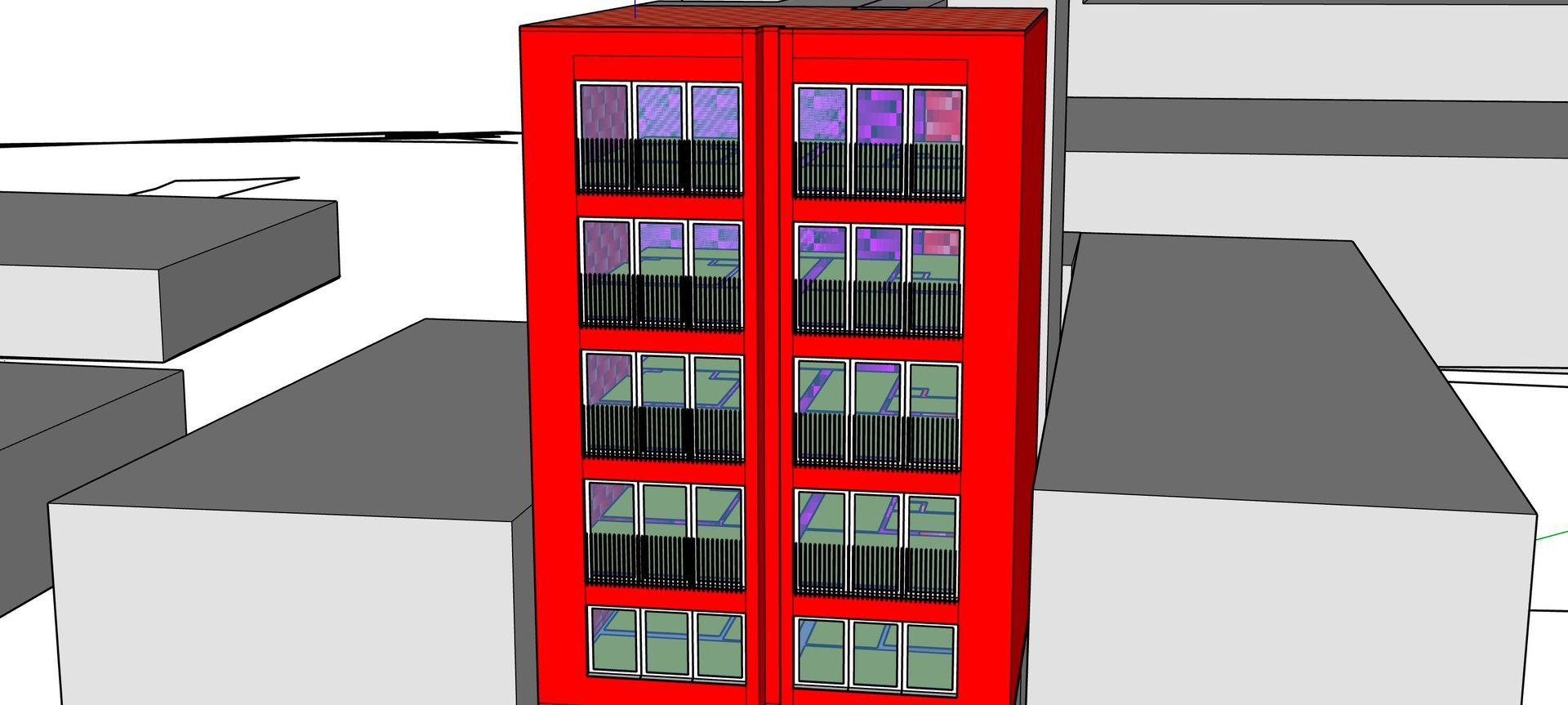 A thermal view of a multi-unit residential build.