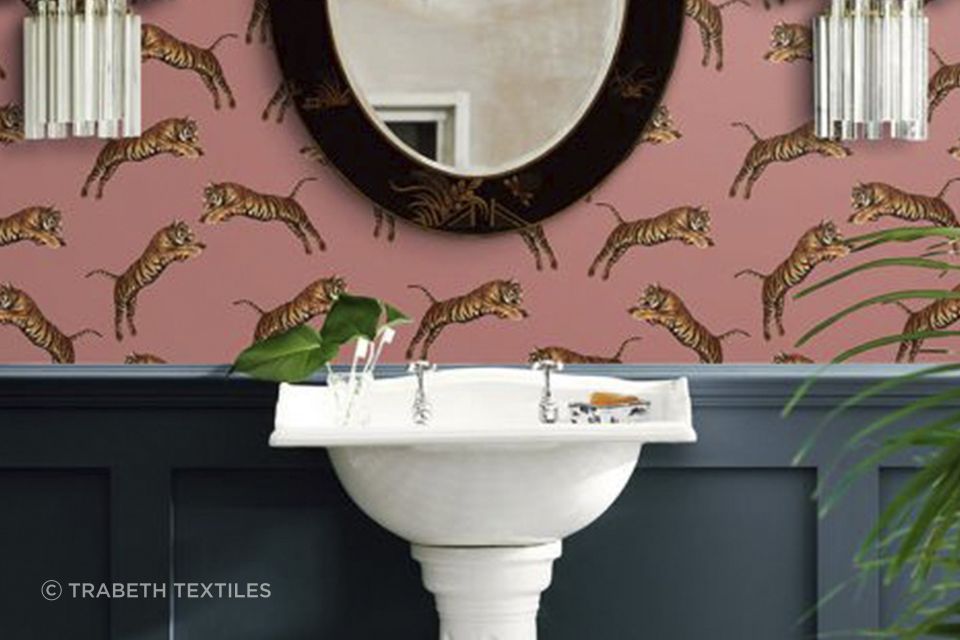 Pouncing Tigers Blossom | Wallpaper by Paloma - Trabeth Textiles