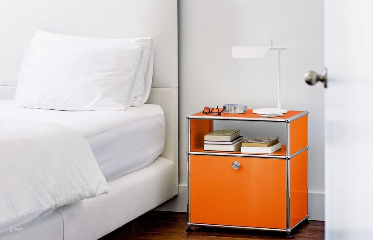 The USM Haller Bedside Table is available in 14 different colours and can really pack a bit of pop into a space when used well.