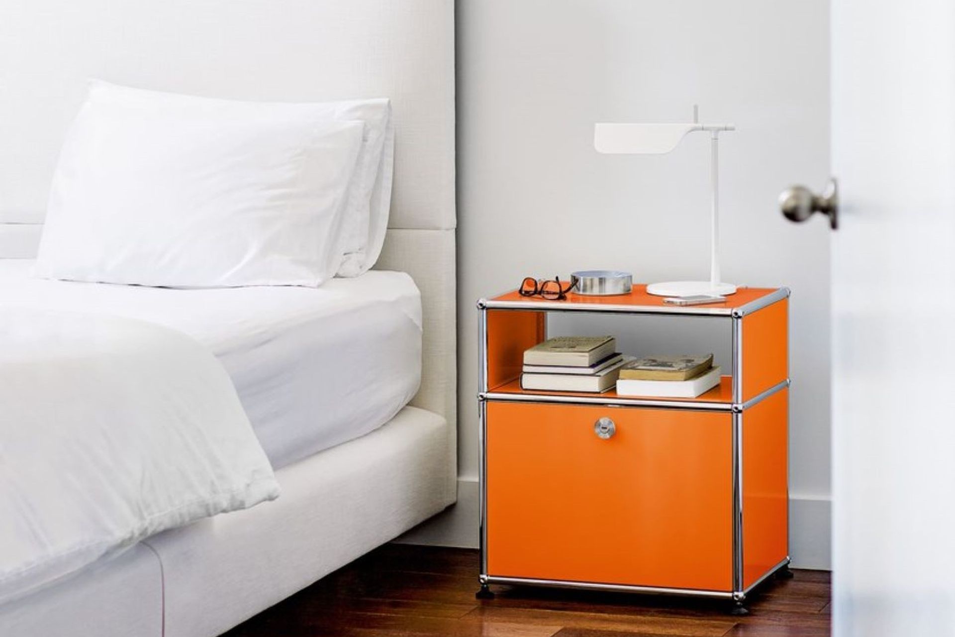 The USM Haller Bedside Table is available in 14 different colours and can really pack a bit of pop into a space when used well.