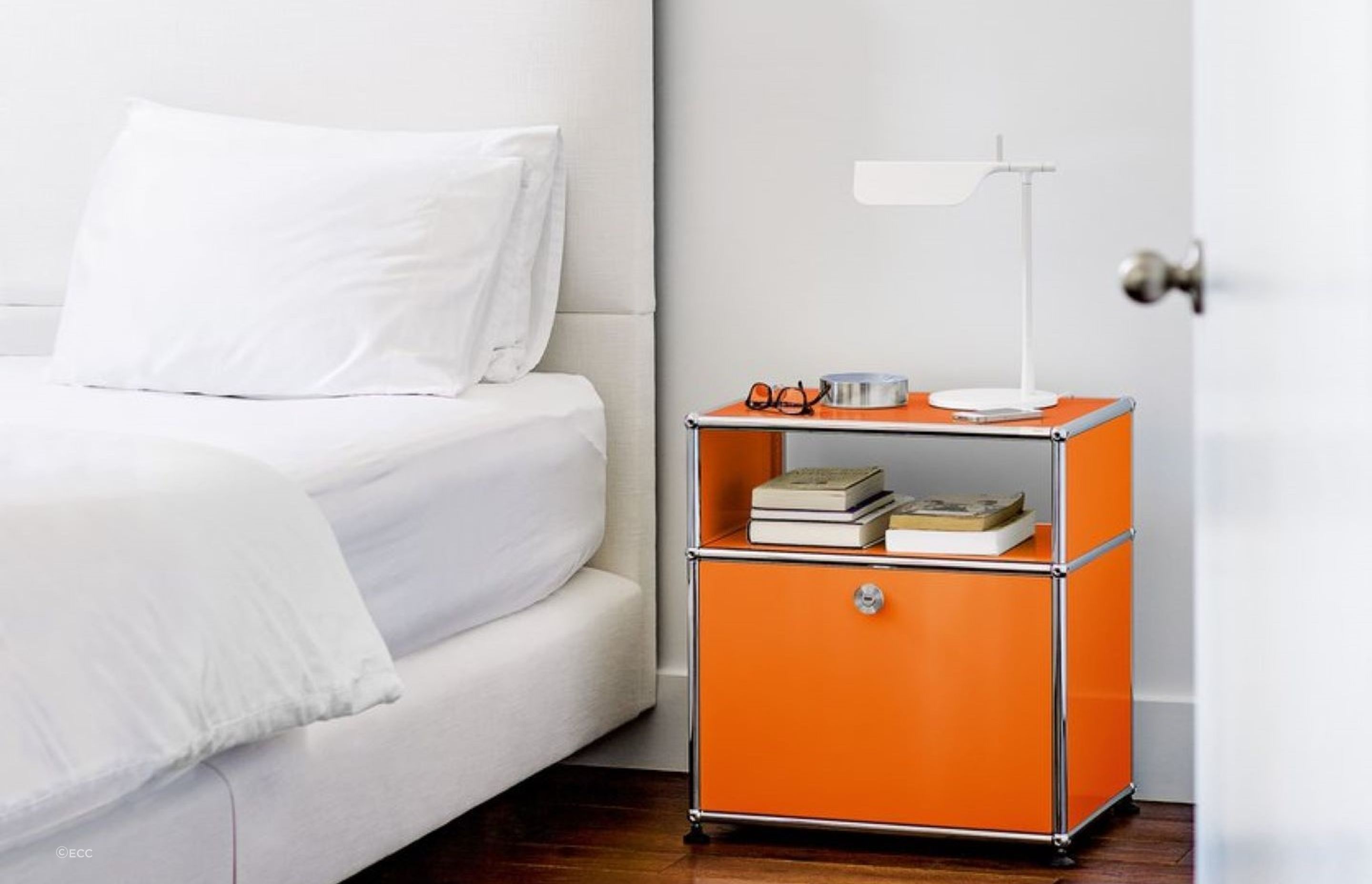 The USM Haller Bedside Table is available in 14 different colours and can really pack a bit of pop into a space when used well.