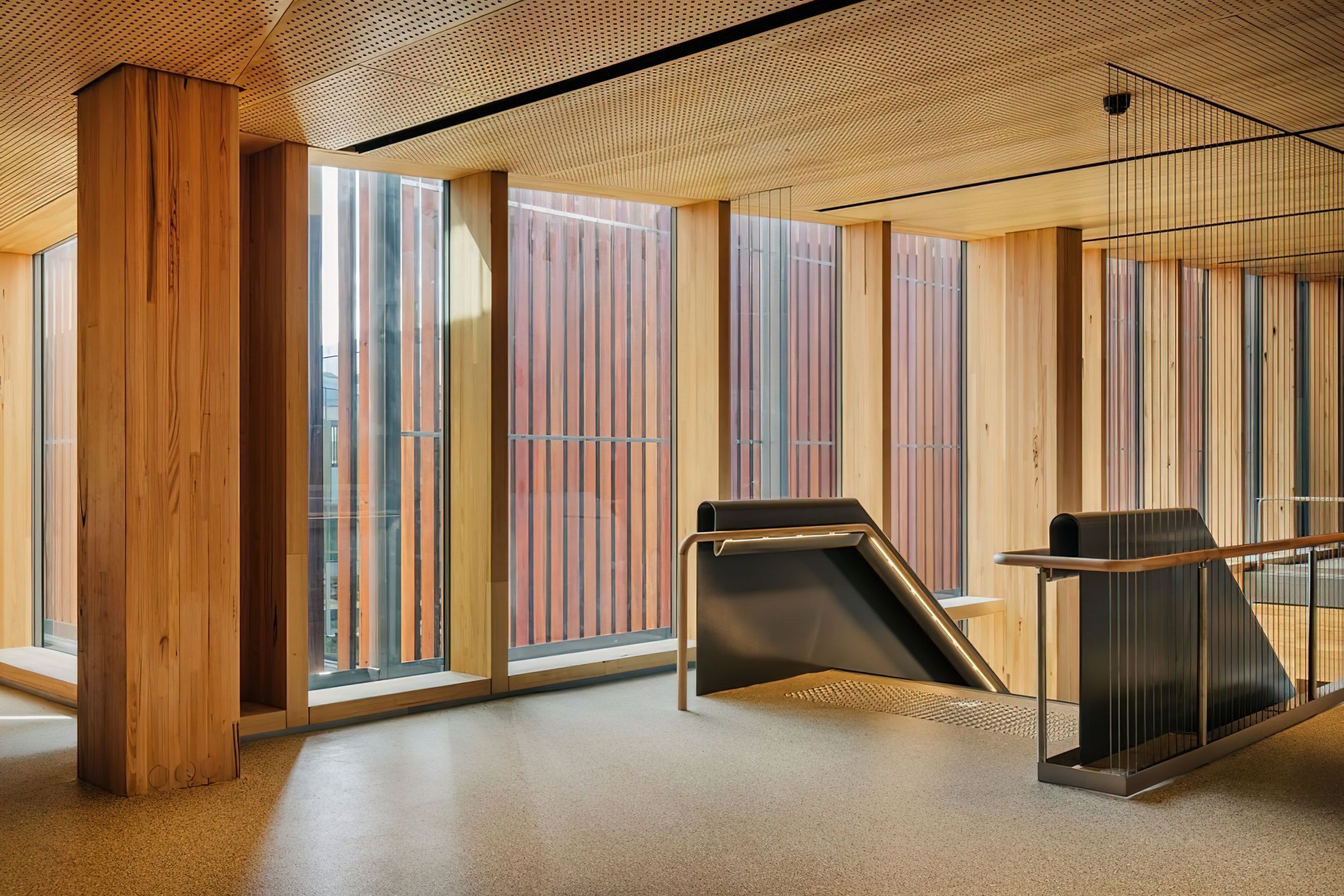 450×450 MASSLAM columns in the University of Tasmania Burnie Campus.