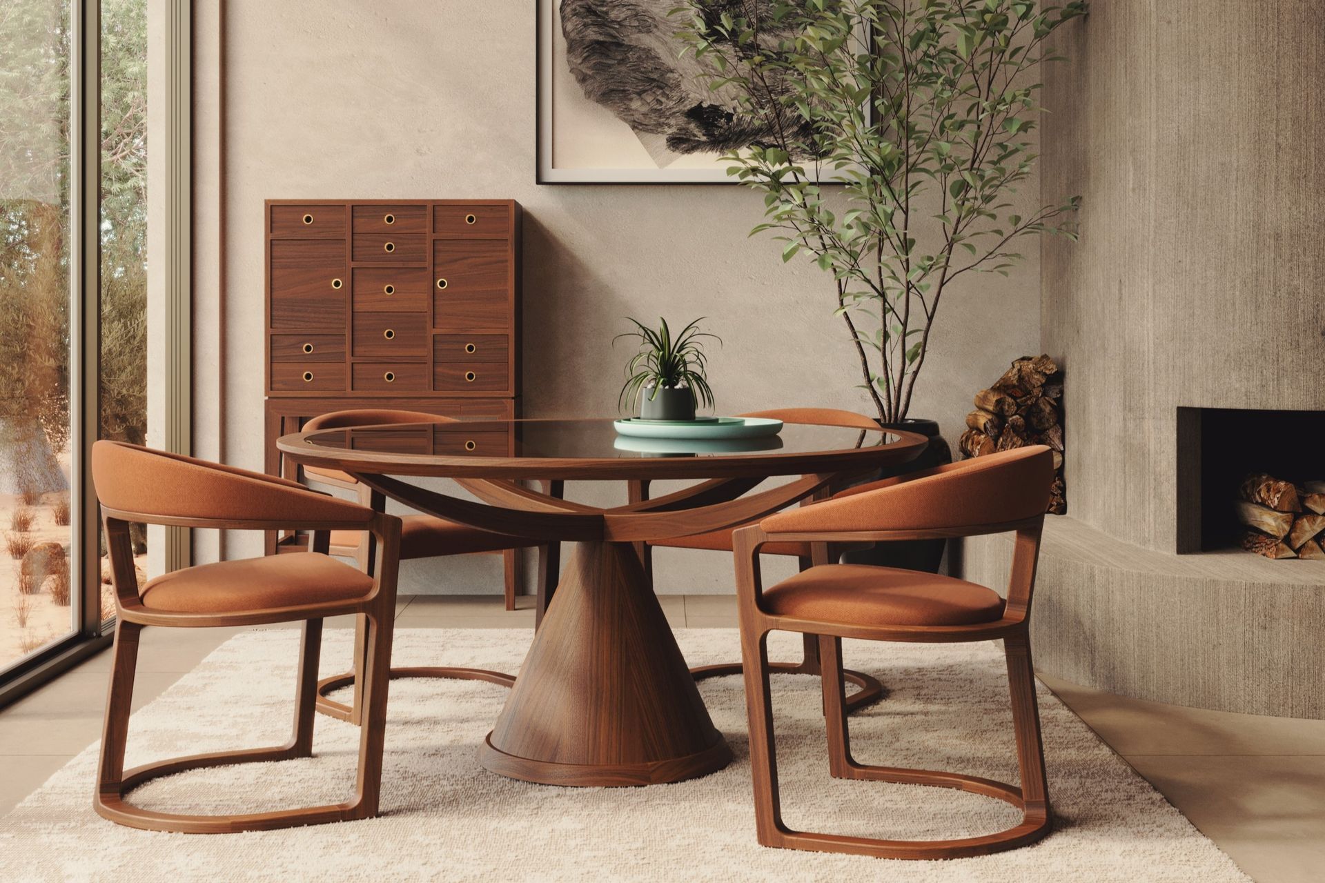 A little bit of greenery goes a long way, naturally paired here with the stunning Vasco Table
from Craftbuilt.