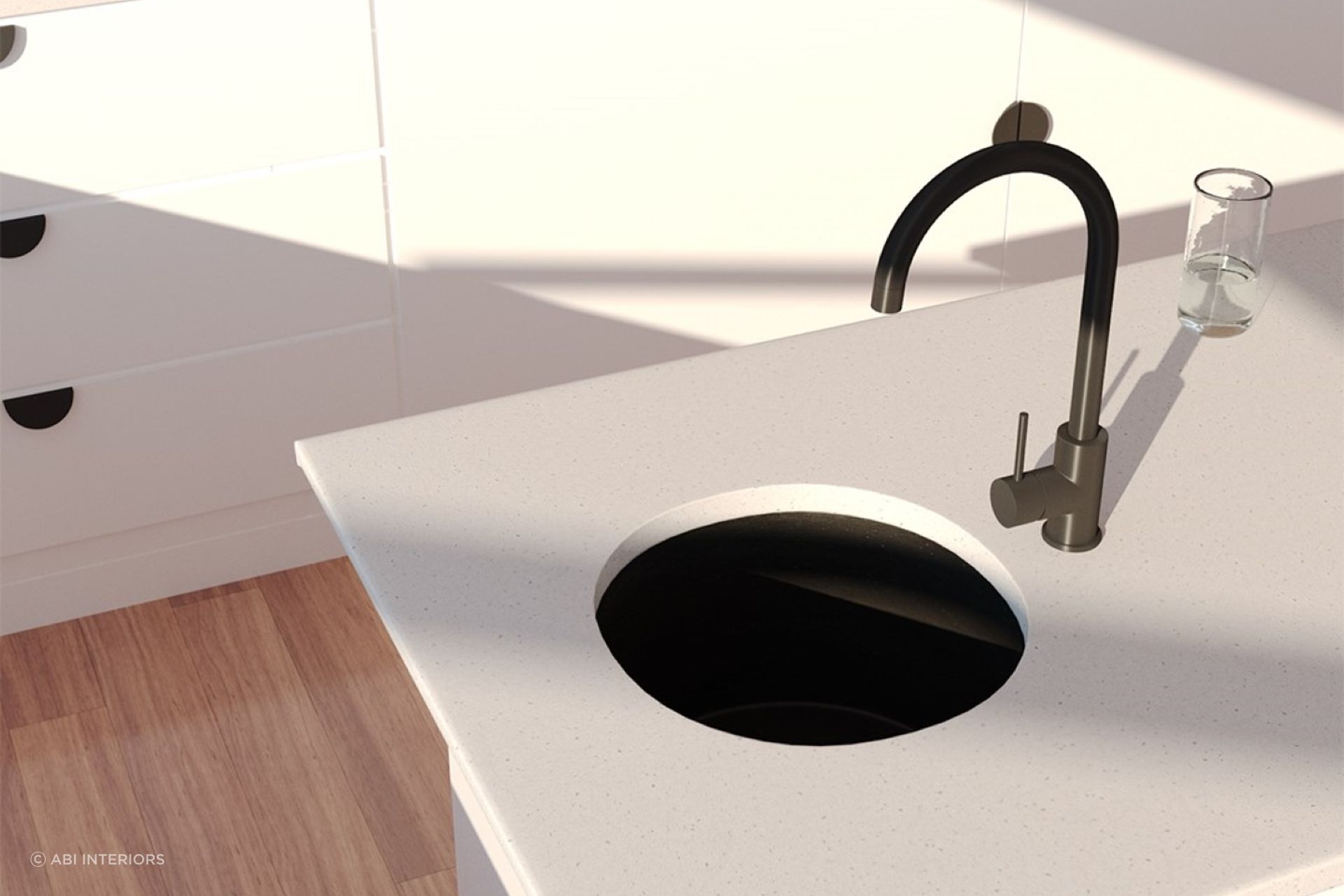 The VERA Round Sink has an organic shape and minimalist design making it perfect for contemporary spaces.