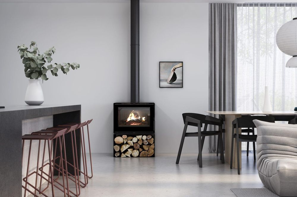 Wood burning fireplaces are available in a variety of designs and models. Featured product: Visionline Phoenix Wood Fireplace.