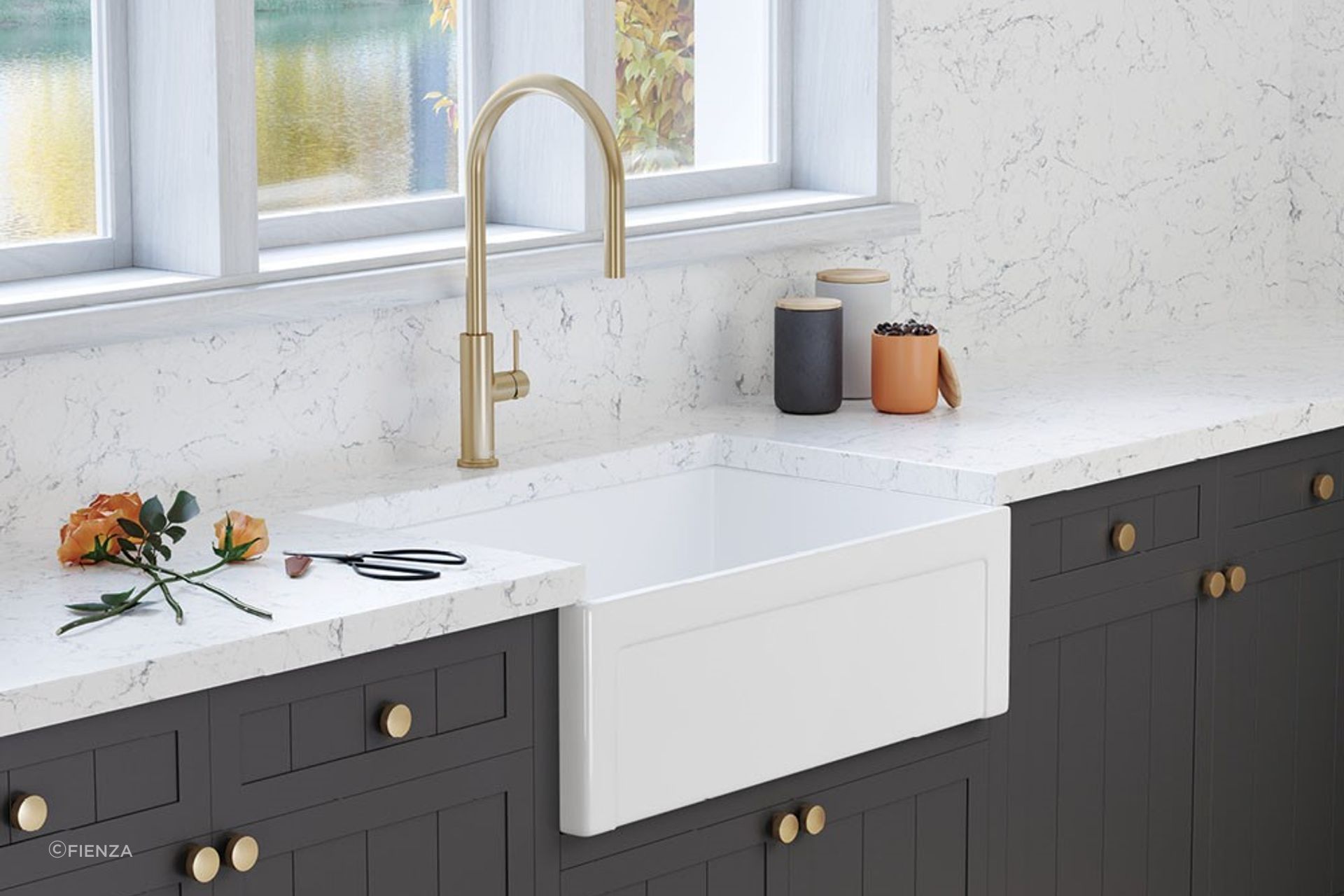 A high-quality ceramic sink that is great for any kitchen — The Winston Single Butler Sink from Fienza.