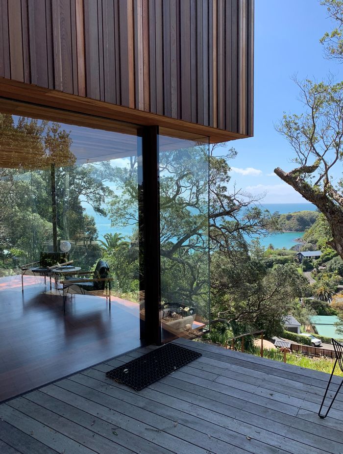 The frameless glass is almost invisible on this Waiiheke Island project.