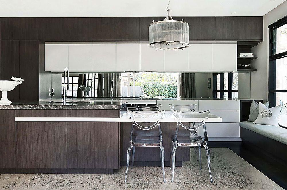 Glass kitchen lighting adds an elegant touch to a modern kitchen.