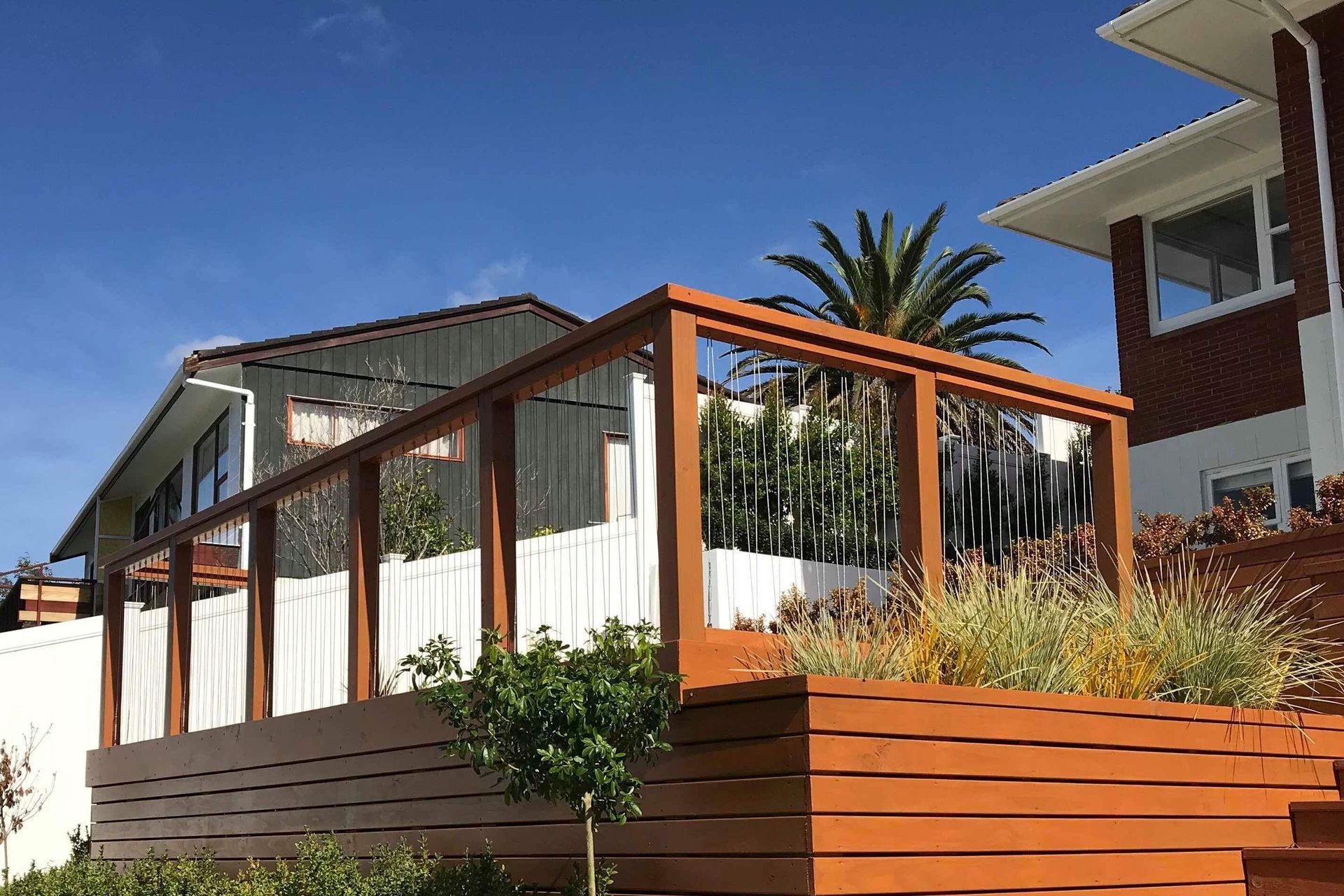Wire and net fencing options can be more stylish than you might think, like these sophisticated Wire-infill balustrades.