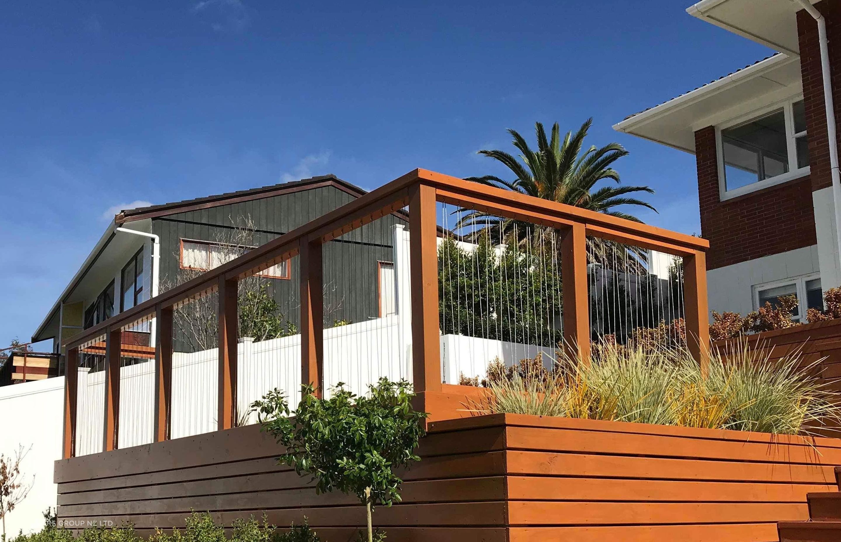 Wire and net fencing options can be more stylish than you might think, like these sophisticated Wire-infill balustrades.