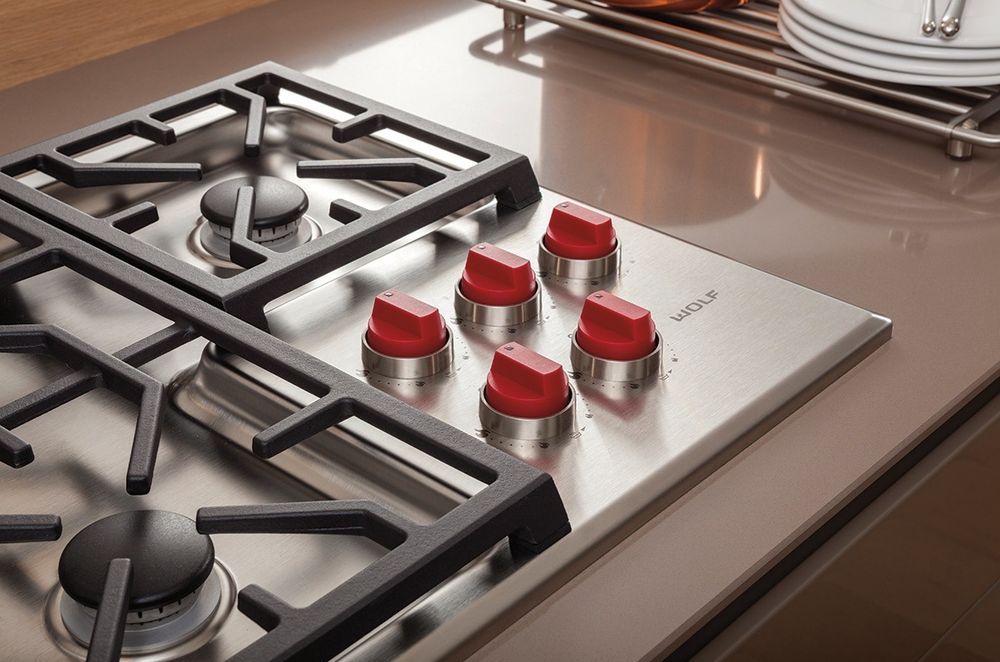 Gas cooktops generally have lower purchase prices than induction, though you can still find some premium options like the high-end Wolf Professional Gas Cooktop.