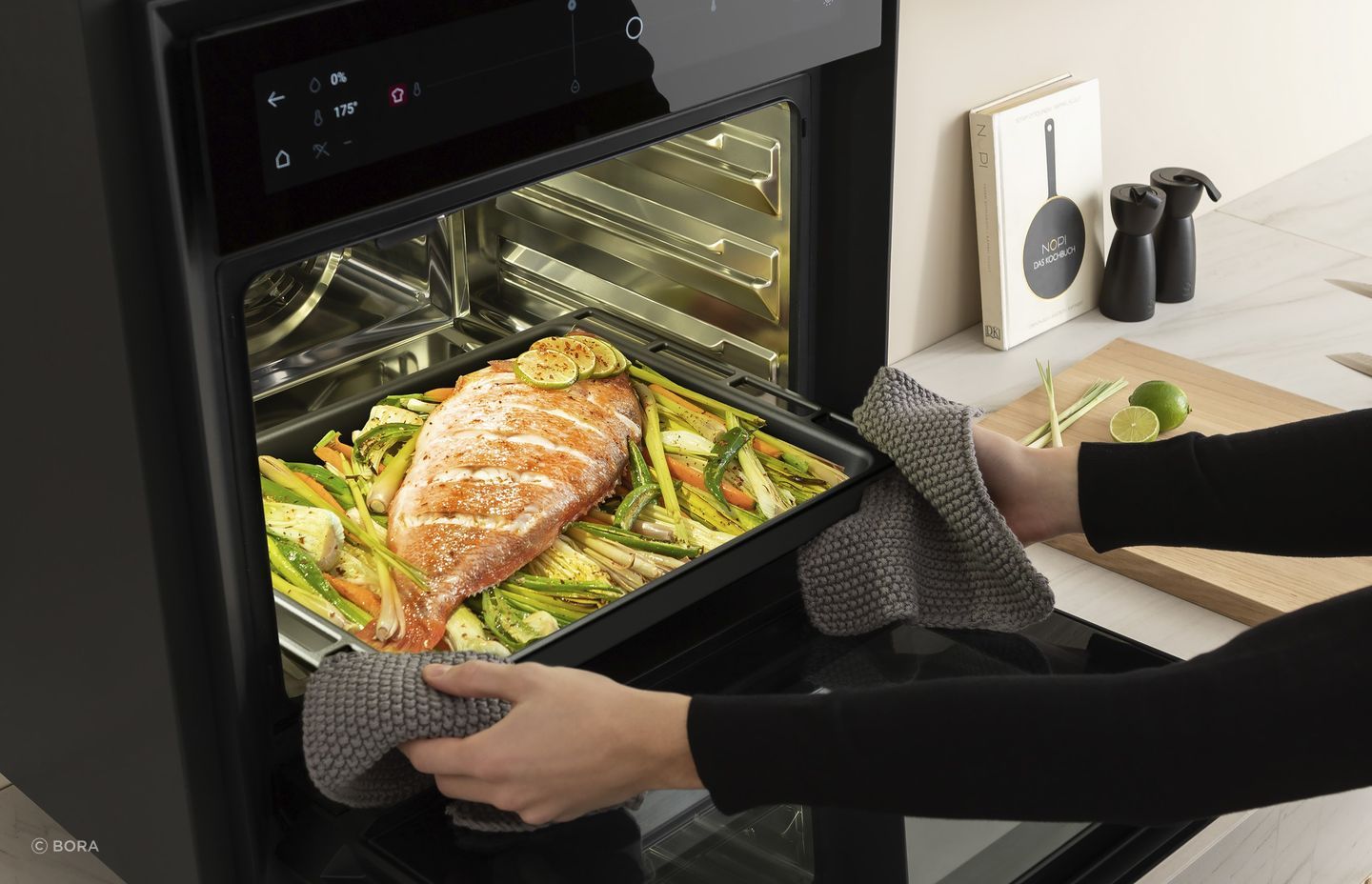 The sophisticated X BO Steam Oven by Bora can be easily positioned on a countertop.