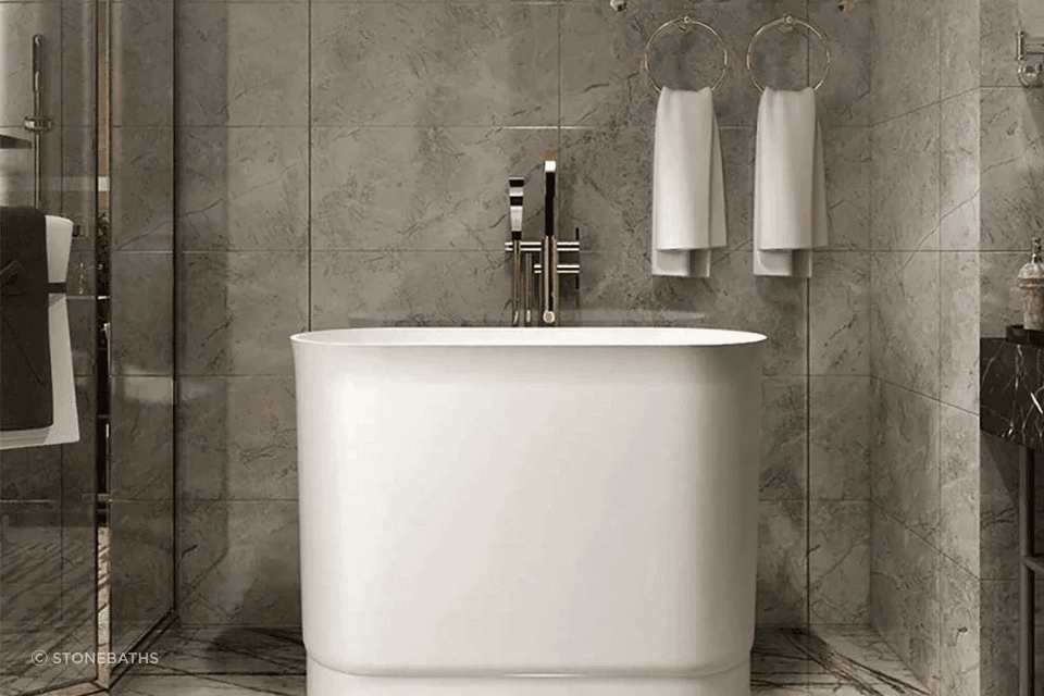 Josei Traditonal Japanese Soak Tub - 1000mm - MGF01 by Stonebaths
