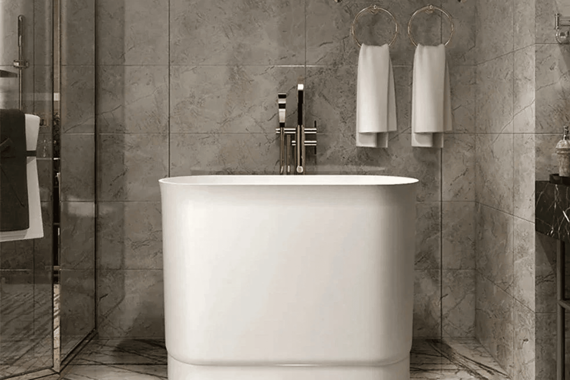 Josei Traditonal Japanese Soak Tub - 1000mm - MGF01 by Stonebaths