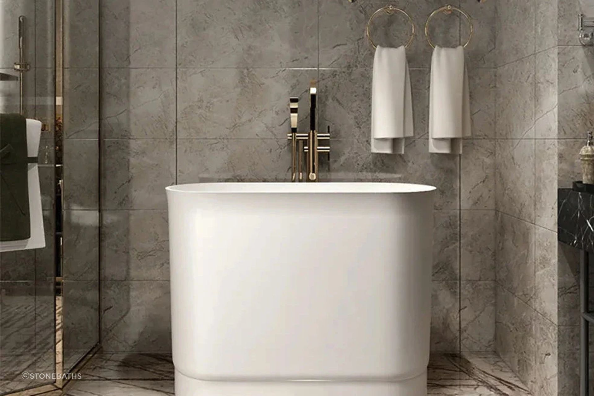 Josei Traditonal Japanese Soak Tub - 1000mm - MGF01 by Stonebaths