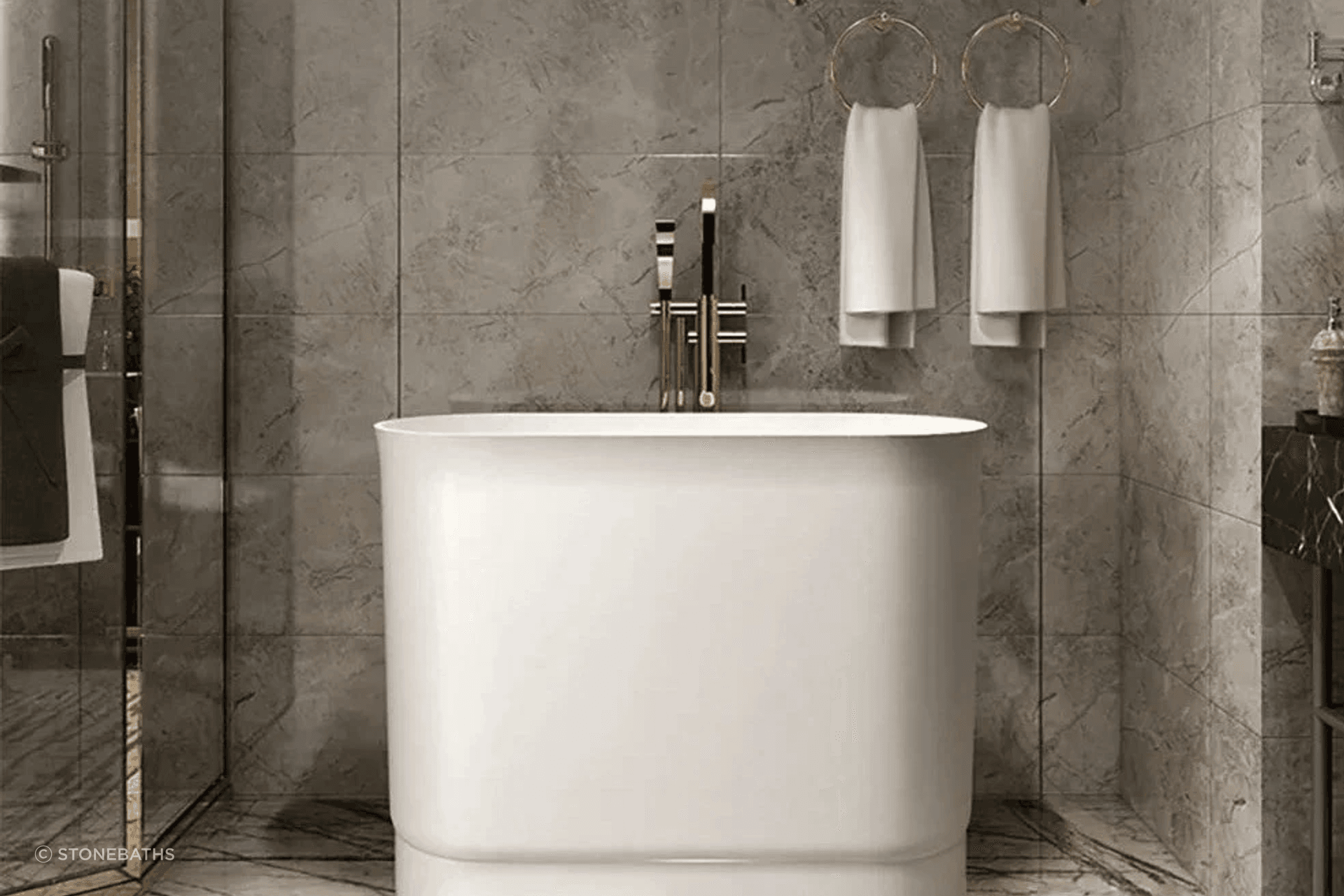 Josei Traditonal Japanese Soak Tub - 1000mm - MGF01 by Stonebaths